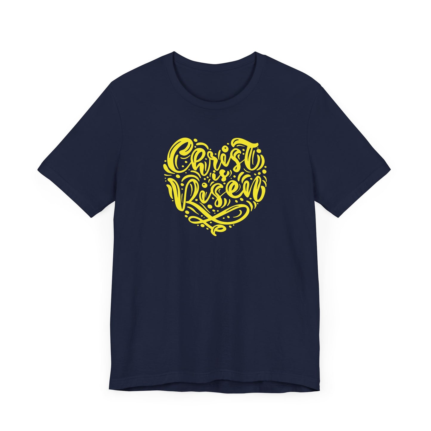 Christ is Risen Heart Shaped Yellow Print Unisex Jersey Short Sleeve Tee