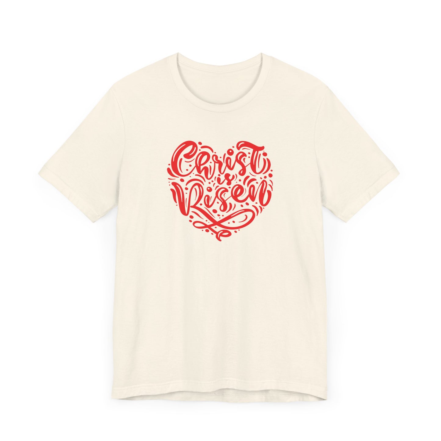 Christ is Risen Heart Shaped Red Print Unisex Jersey Short Sleeve Tee
