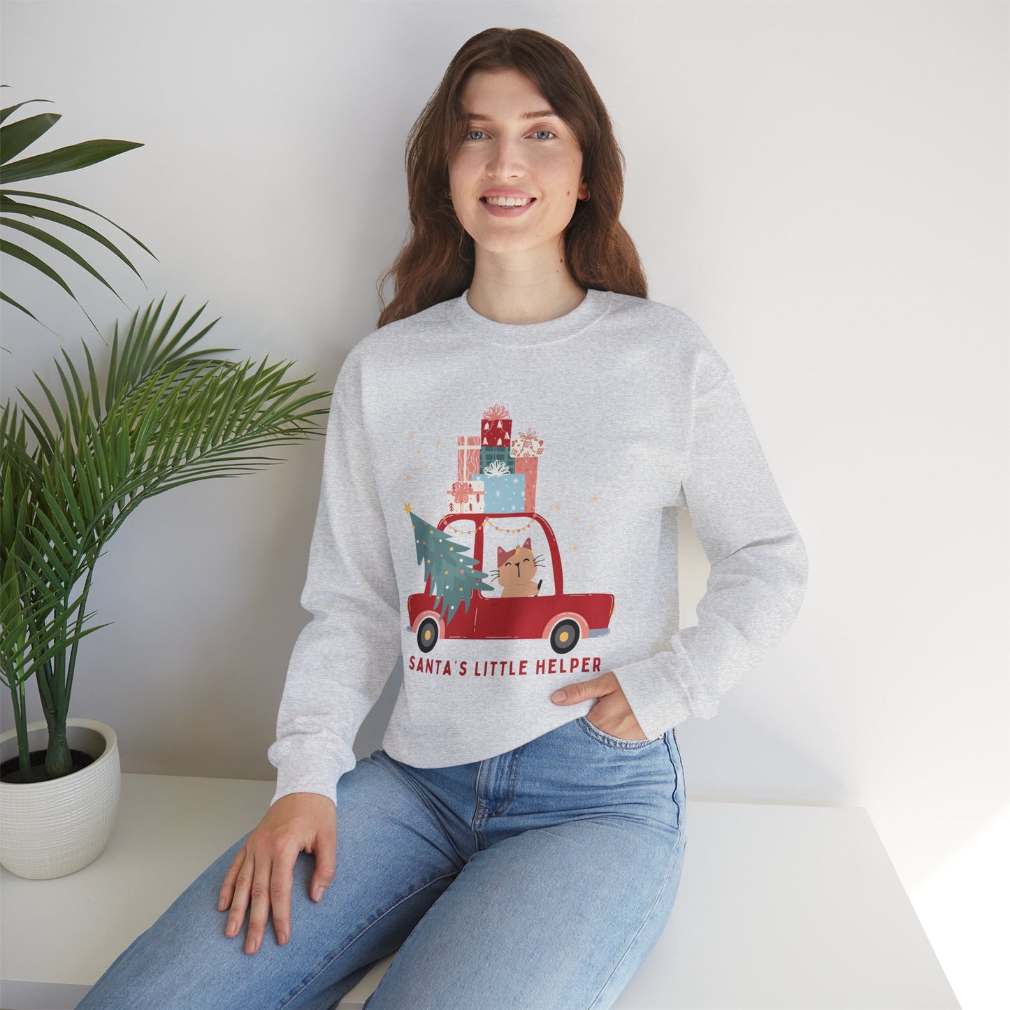 Santa's Little Helper Cat Driving πππ± Unisex Heavy Blend Crewneck Sweatshirt