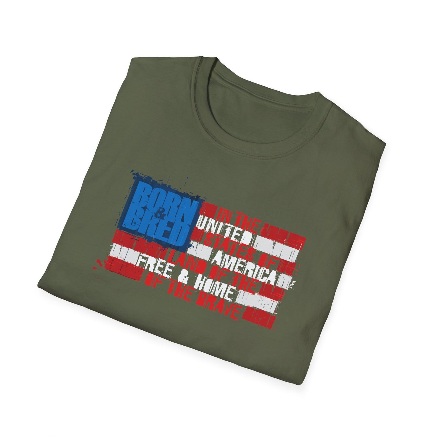 Born & Bred In The USA Unisex Softstyle T-Shirt