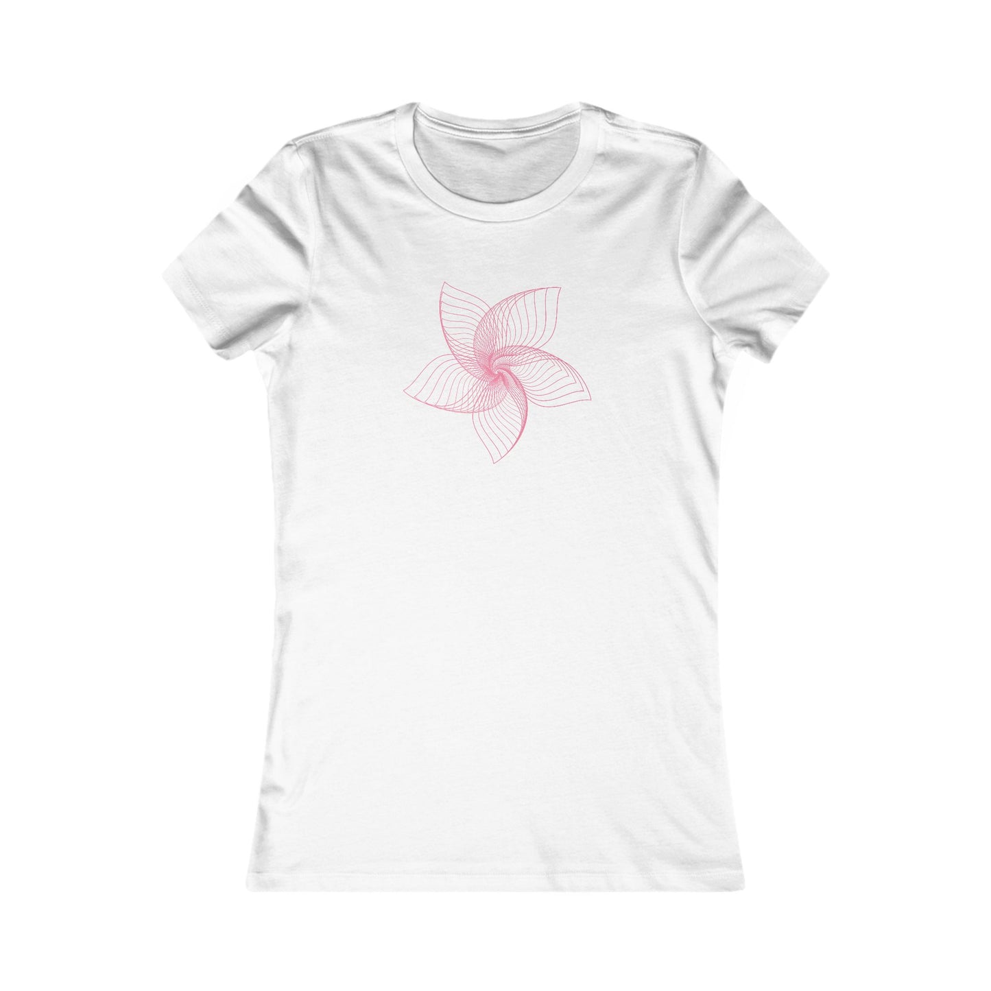 Women's Favorite T-Shirt "Geometric Petal Play" Whimsical 5-Petal Flower Pink Print