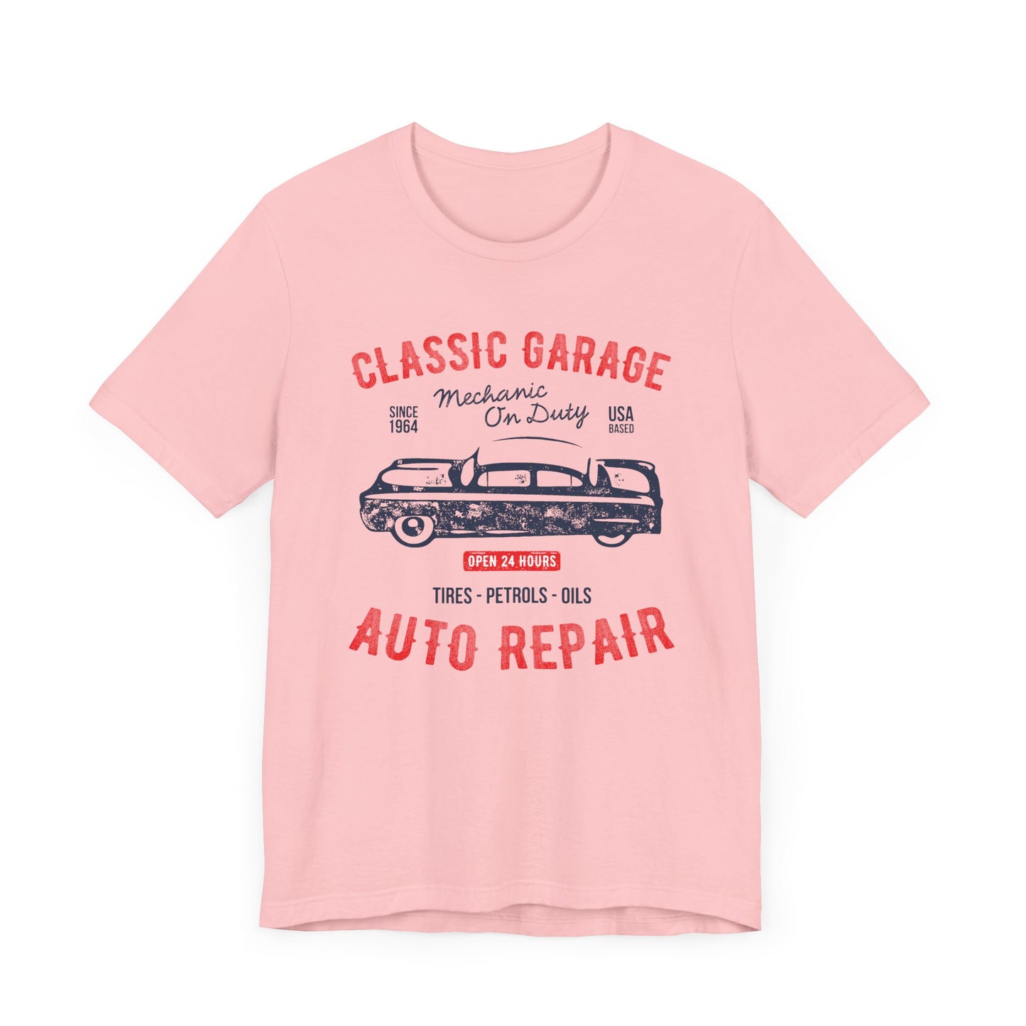 Unisex Jersey Short Sleeve Tee Classic Garage Auto Repair Red Print