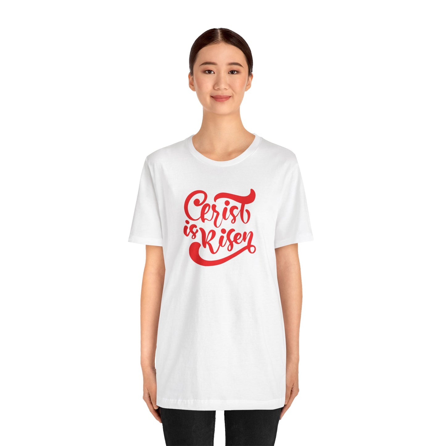 Christ is Risen Red Print Unisex Jersey Short Sleeve Tee