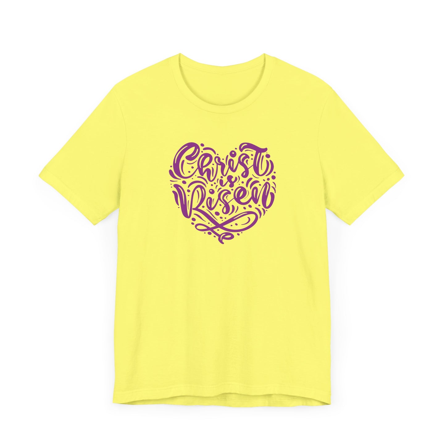 Christ is Risen Heart Shaped Purple Print Unisex Jersey Short Sleeve Tee