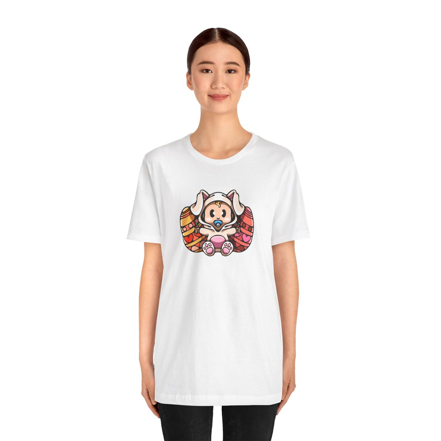 Adorable Baby In Easter Bunny Outfit Unisex Jersey Short Sleeve Tee
