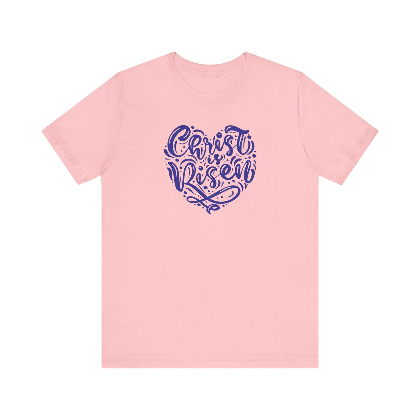 Christ is Risen Heart Shaped Navy Print Unisex Jersey Short Sleeve Tee