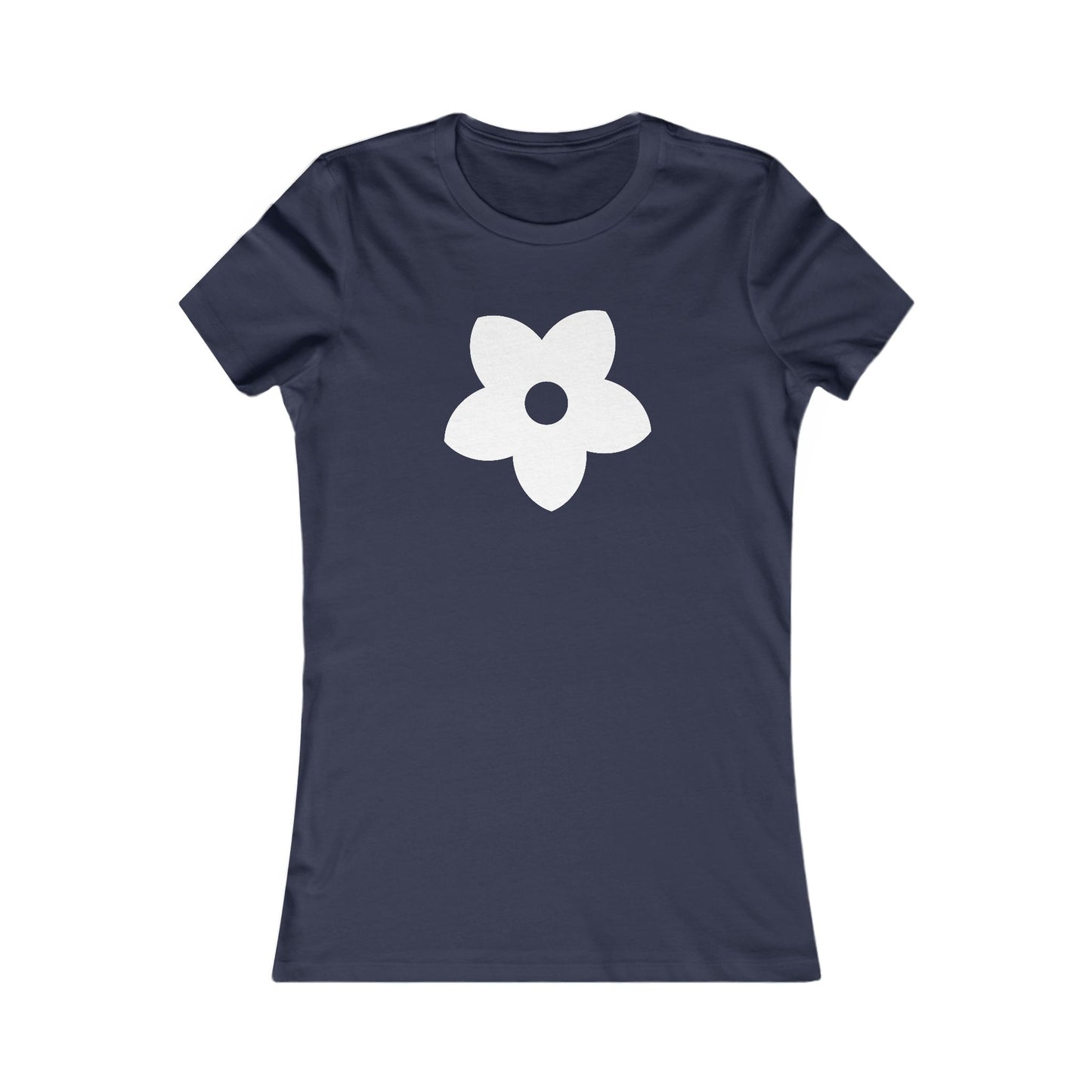 Women's Favorite T-Shirt "Petals of Joy" Playful 5-Petal Flower Design White Print
