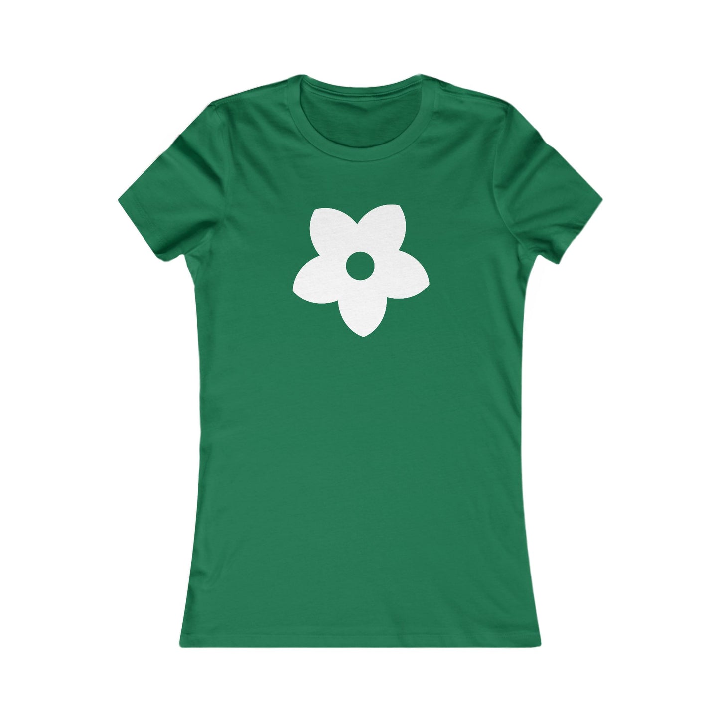 Women's Favorite T-Shirt "Petals of Joy" Playful 5-Petal Flower Design White Print