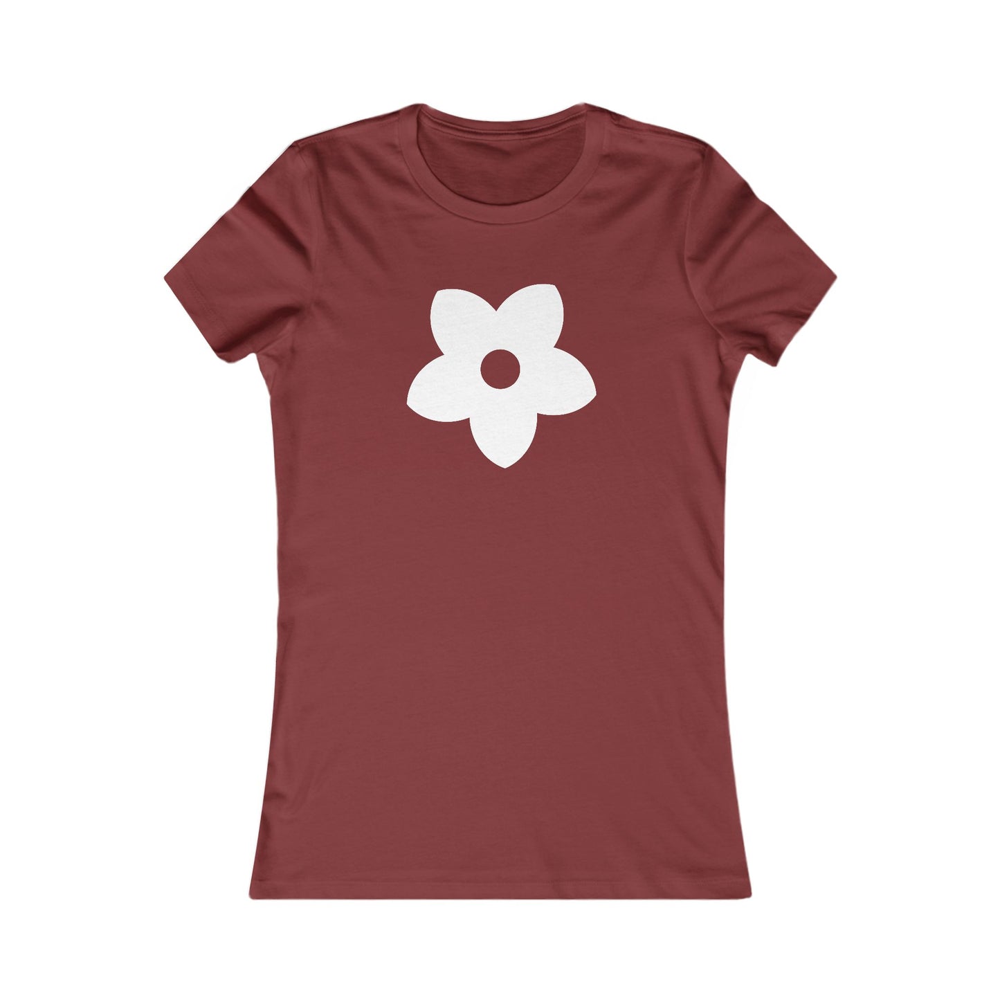 Women's Favorite T-Shirt "Petals of Joy" Playful 5-Petal Flower Design White Print