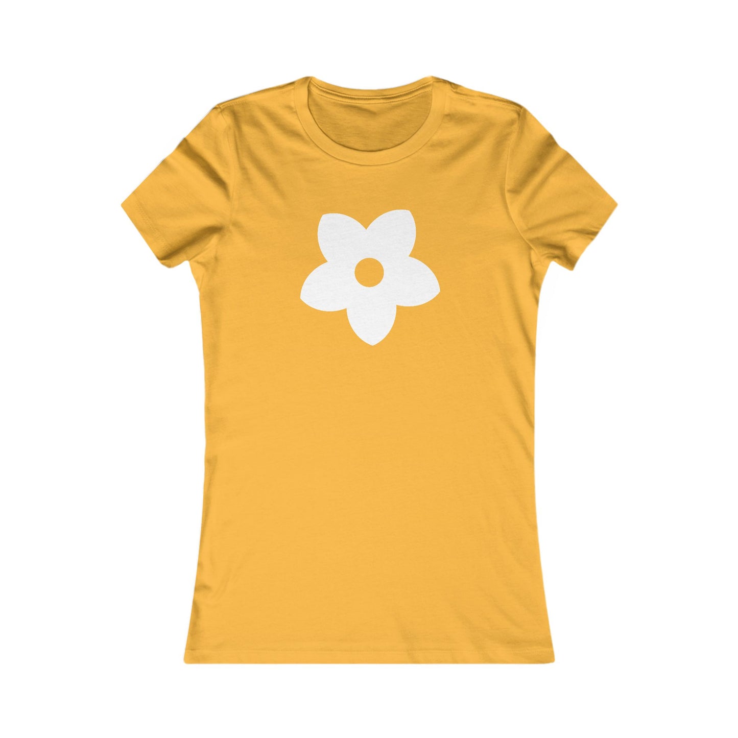 Women's Favorite T-Shirt "Petals of Joy" Playful 5-Petal Flower Design White Print