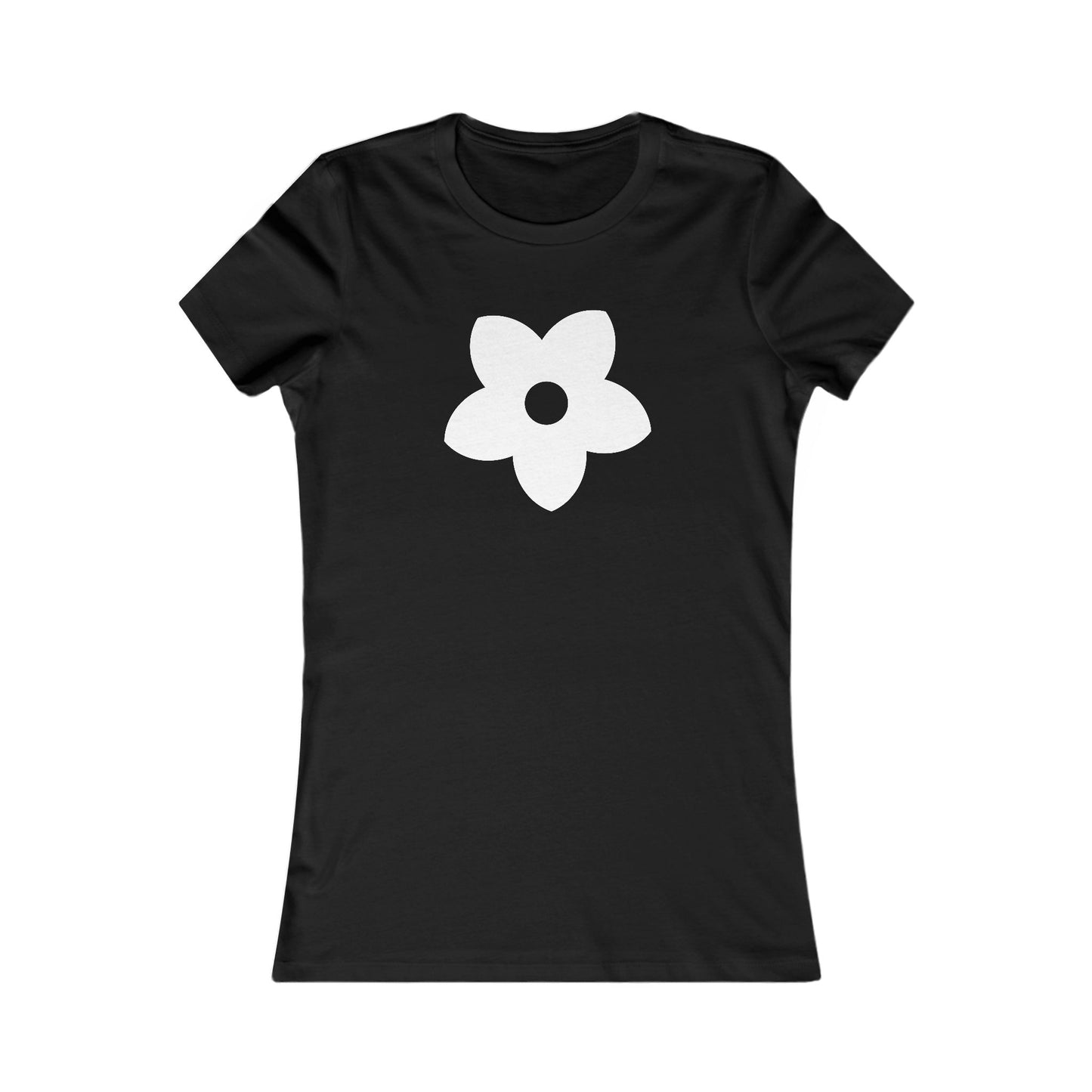 Women's Favorite T-Shirt "Petals of Joy" Playful 5-Petal Flower Design White Print