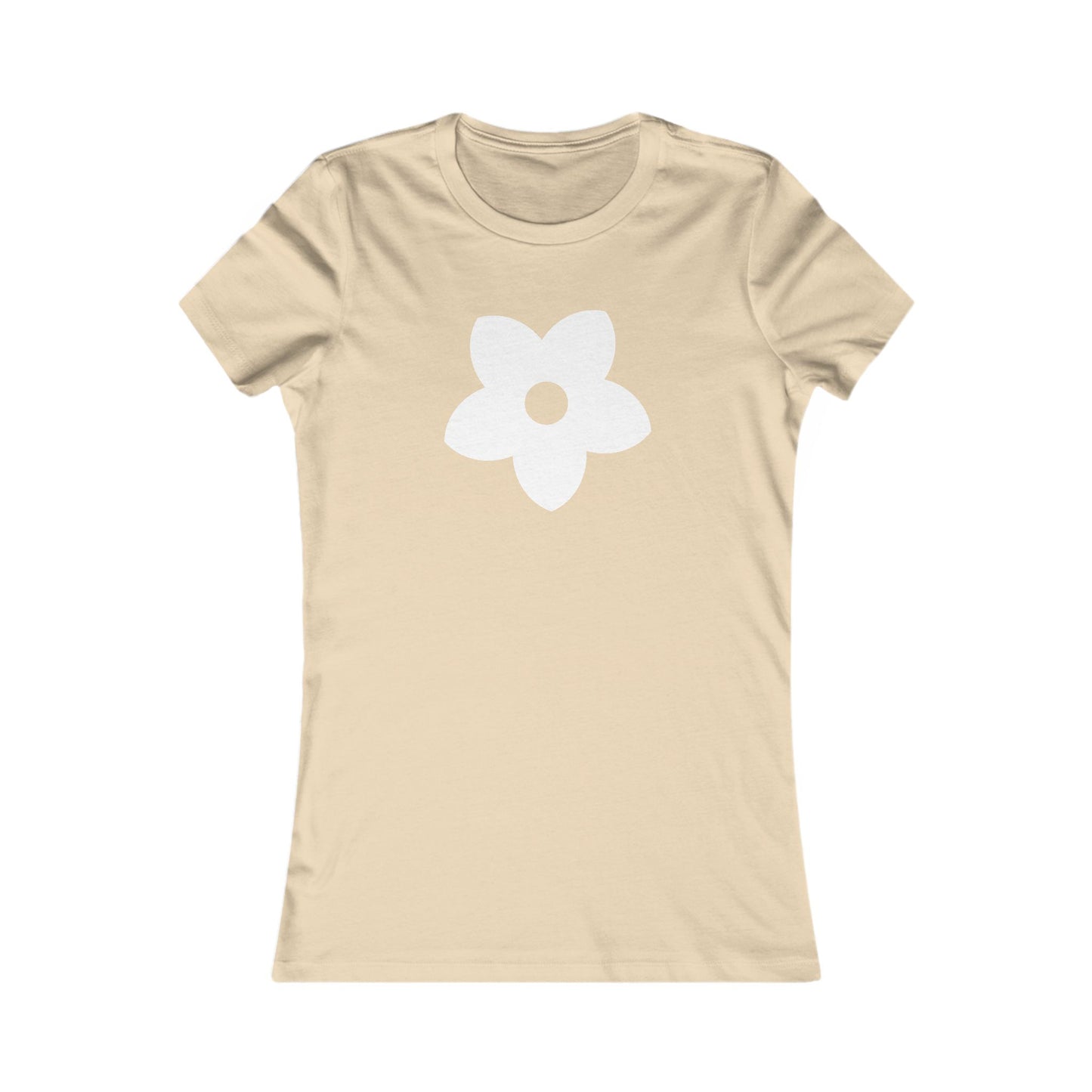 Women's Favorite T-Shirt "Petals of Joy" Playful 5-Petal Flower Design White Print