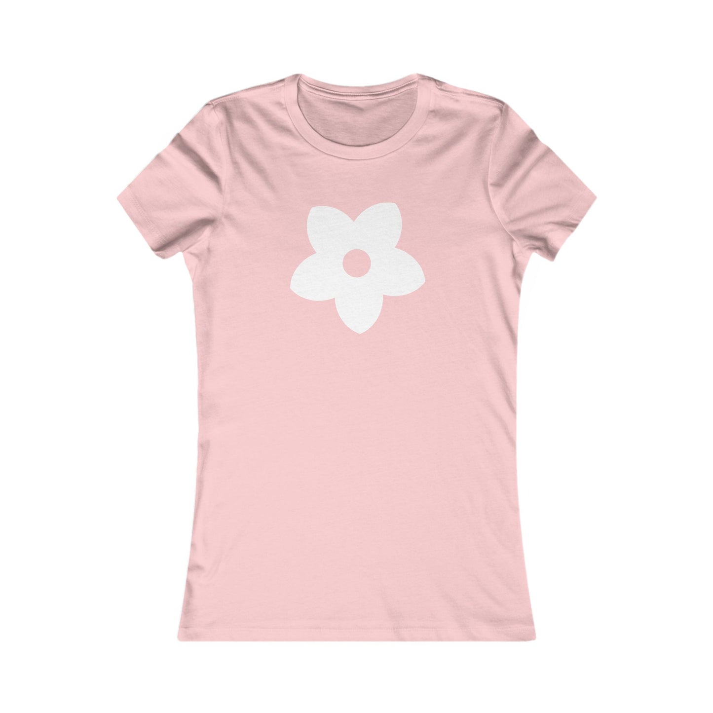 Women's Favorite T-Shirt "Petals of Joy" Playful 5-Petal Flower Design White Print
