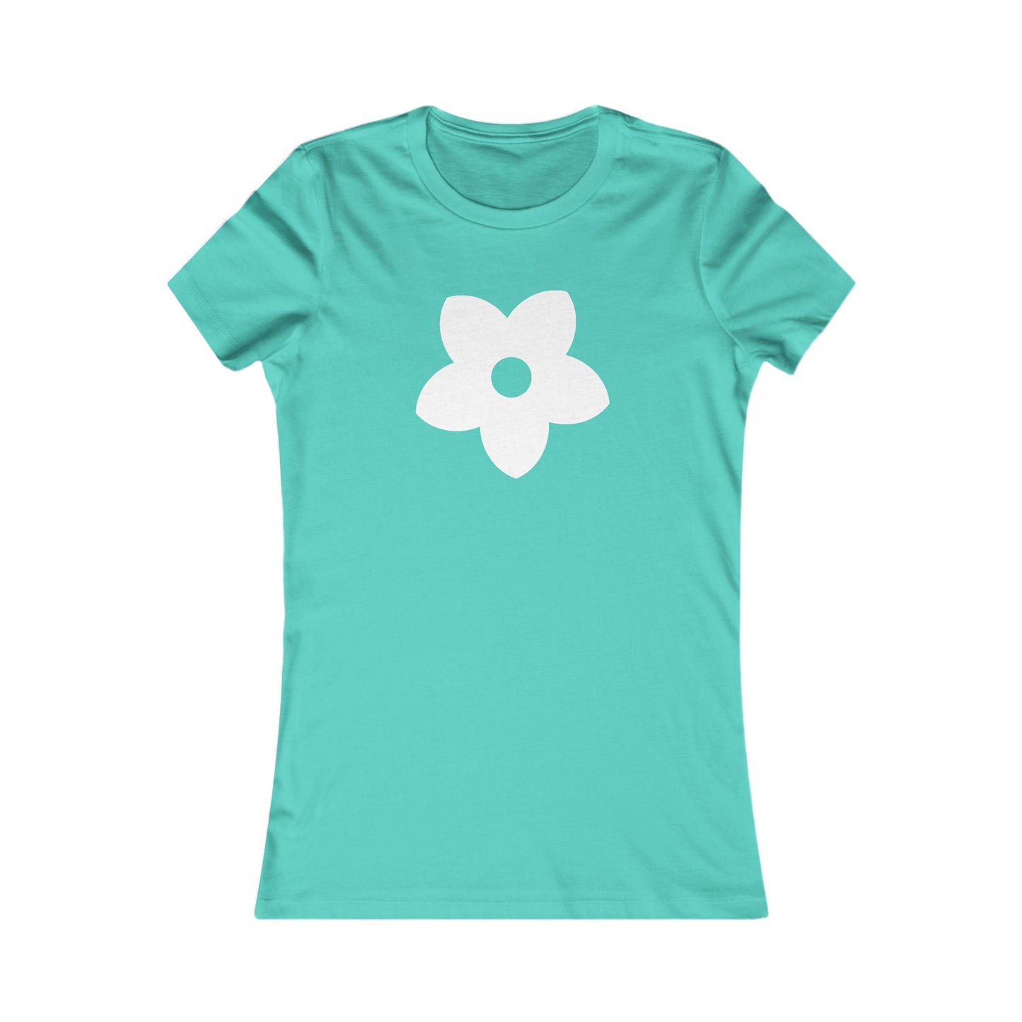 Women's Favorite T-Shirt "Petals of Joy" Playful 5-Petal Flower Design White Print