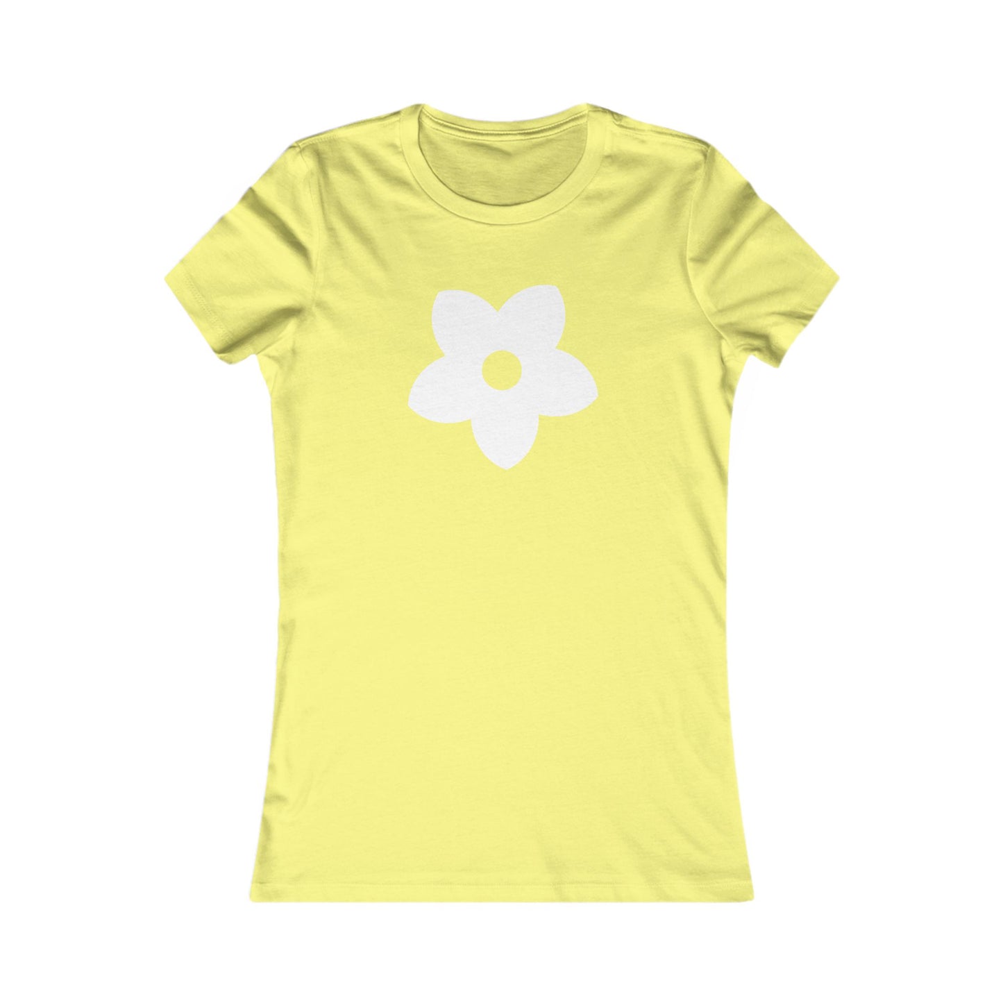 Women's Favorite T-Shirt "Petals of Joy" Playful 5-Petal Flower Design White Print