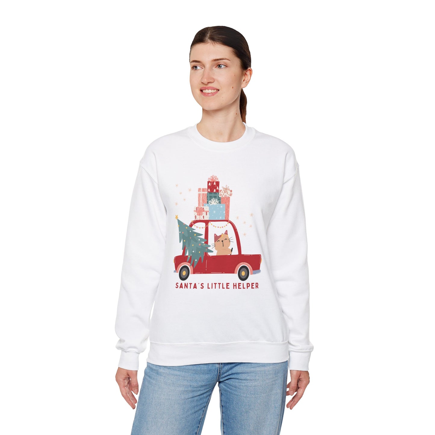 Santa's Little Helper Cat Driving πππ± Unisex Heavy Blend Crewneck Sweatshirt