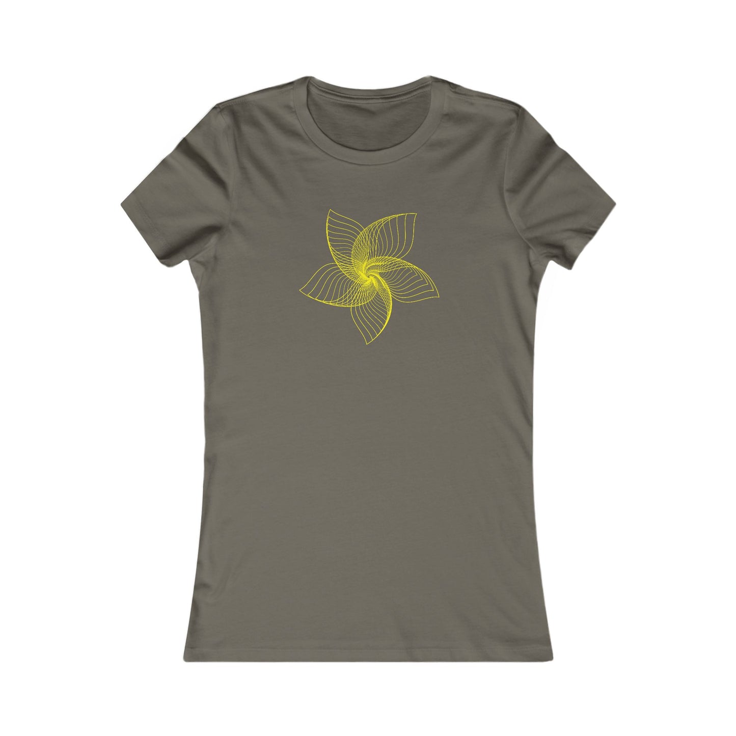 Women's Favorite T-Shirt "Geometric Petal Play" Whimsical 5-Petal Flower Yellow Print