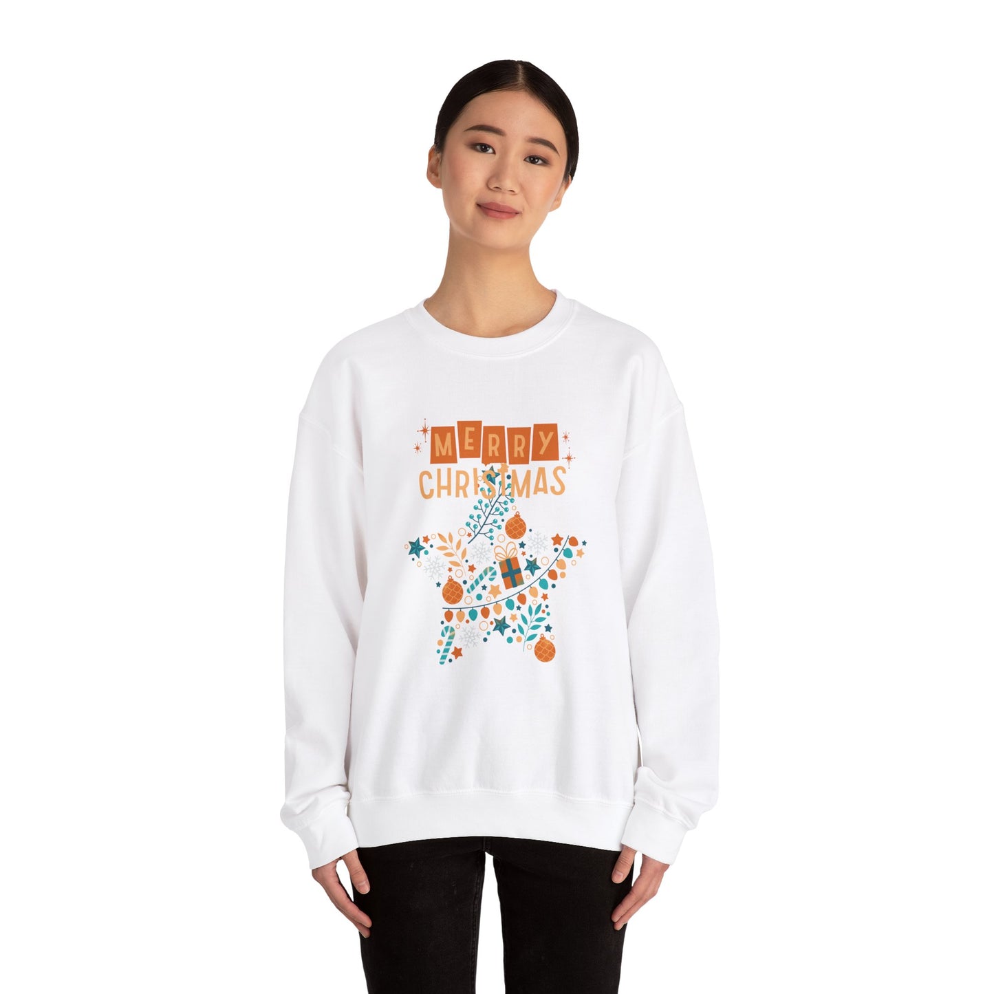 Unisex Heavy Blend Crewneck Sweatshirt Star-Shaped Christmas Montage πβοΈβ¨