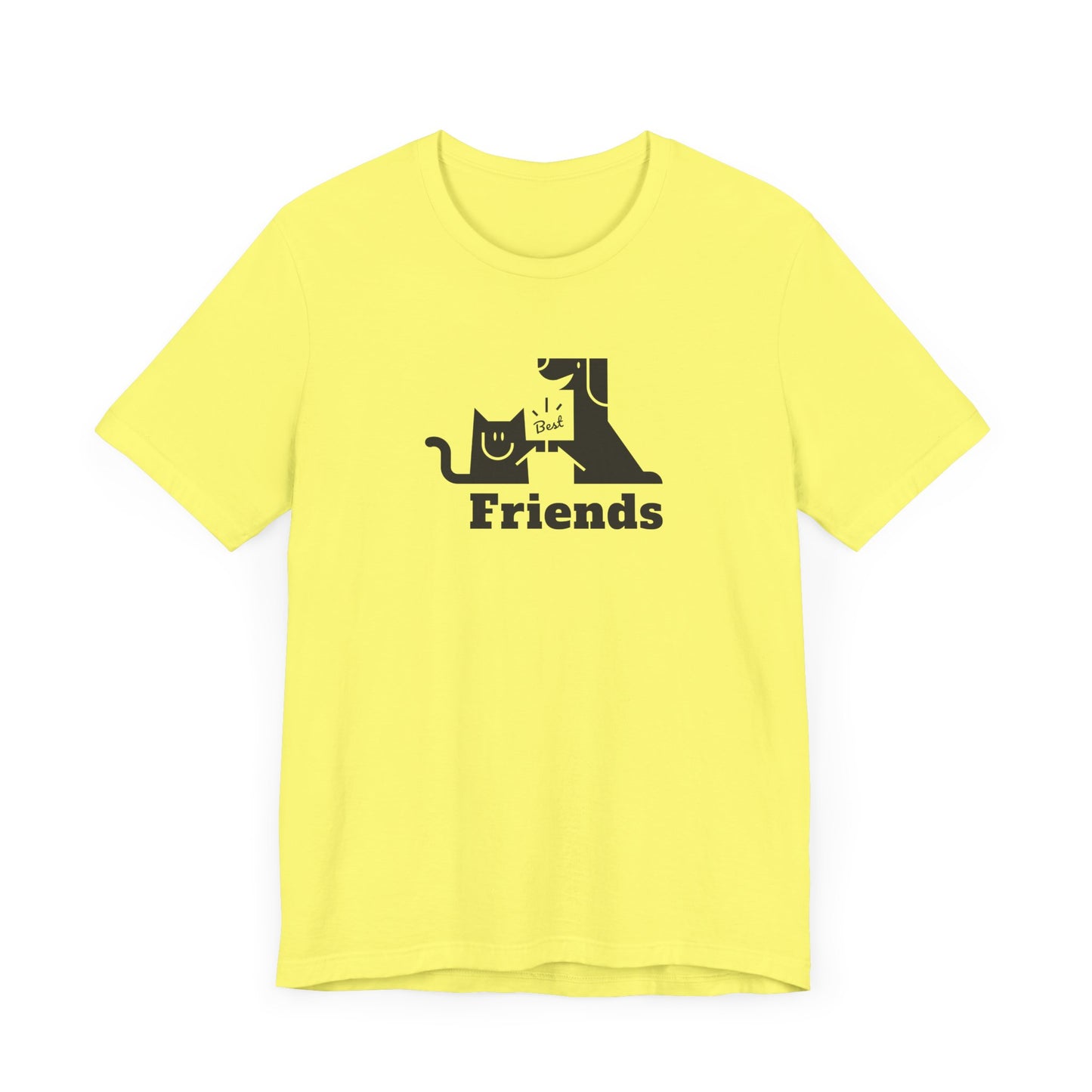 Cat & Dog Hi-5 Each Other Best Friends Black Print Unisex Jersey Short Sleeve Tee