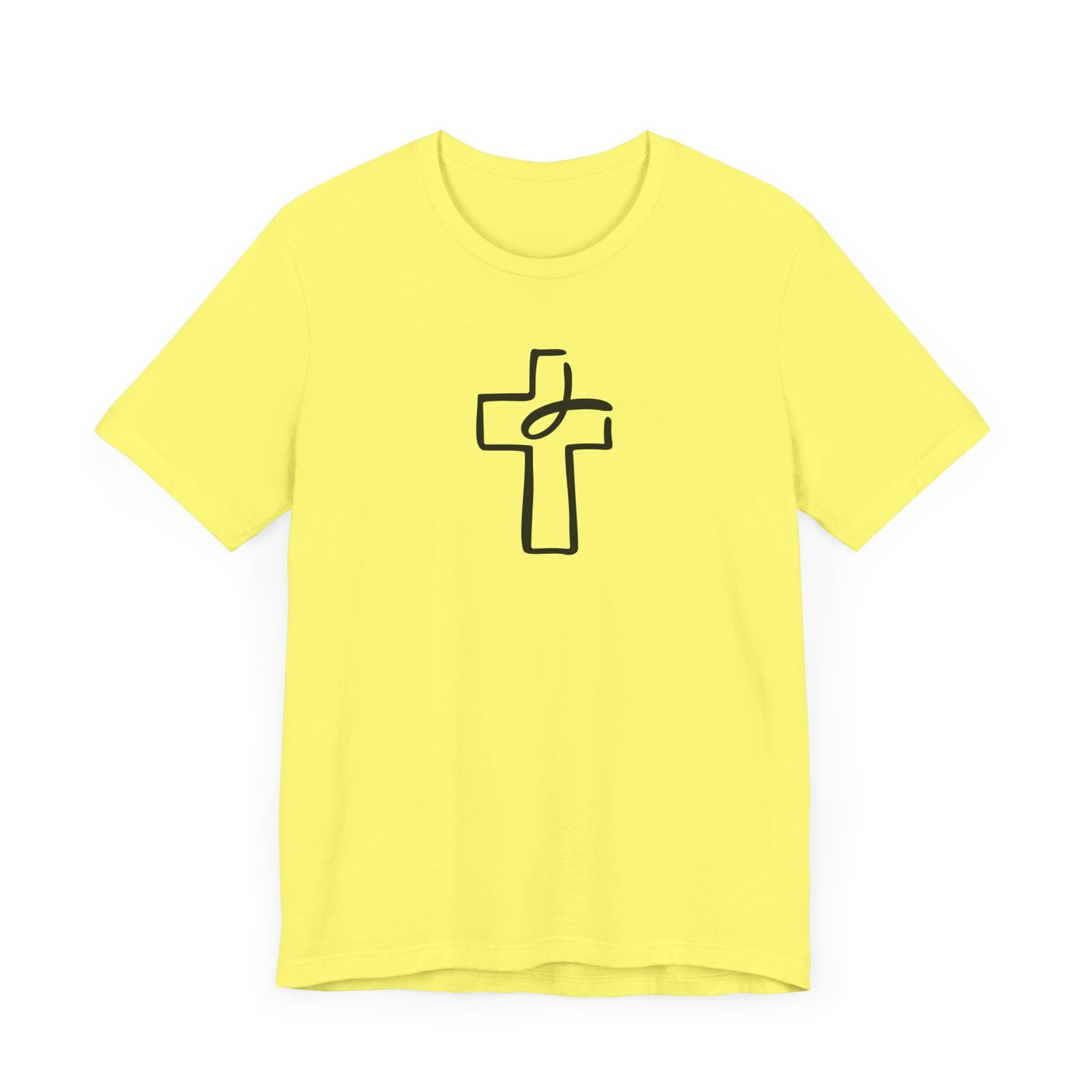Crucifix Ichthys "Jesus Fish" Black Print Unisex Jersey Short Sleeve Tee