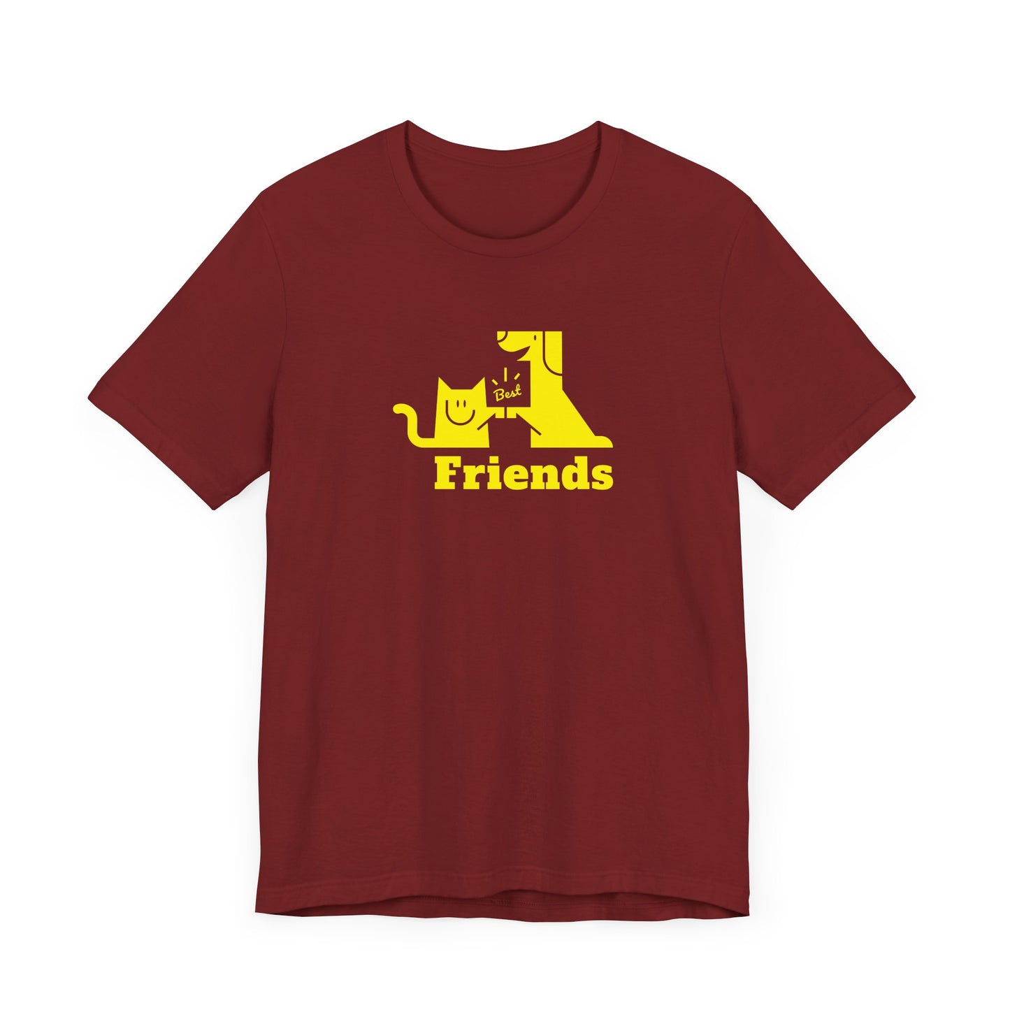 Cat & Dog Hi-5 Each Other Best Friends Yellow Print Unisex Jersey Short Sleeve Tee