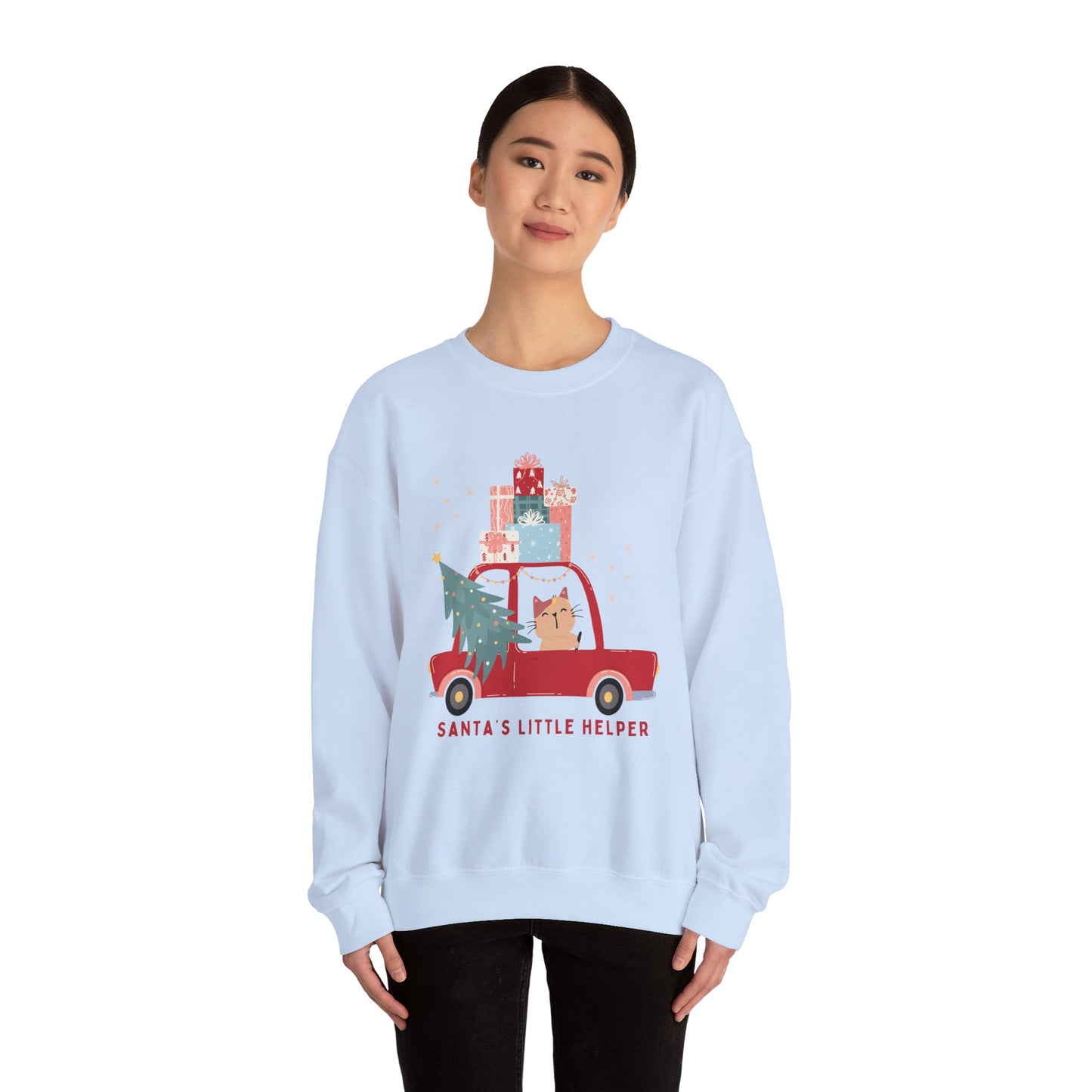 Santa's Little Helper Cat Driving πππ± Unisex Heavy Blend Crewneck Sweatshirt