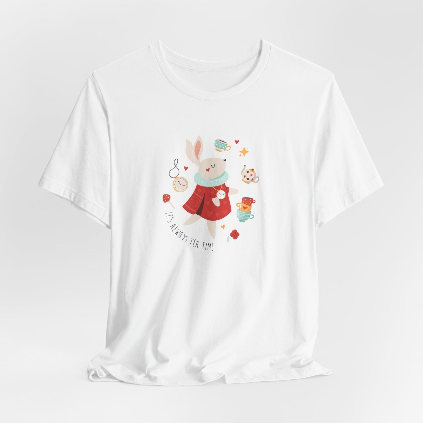 It's Always Tea Time Alice In Wonderland Inspired Unisex Jersey Short Sleeve Tee