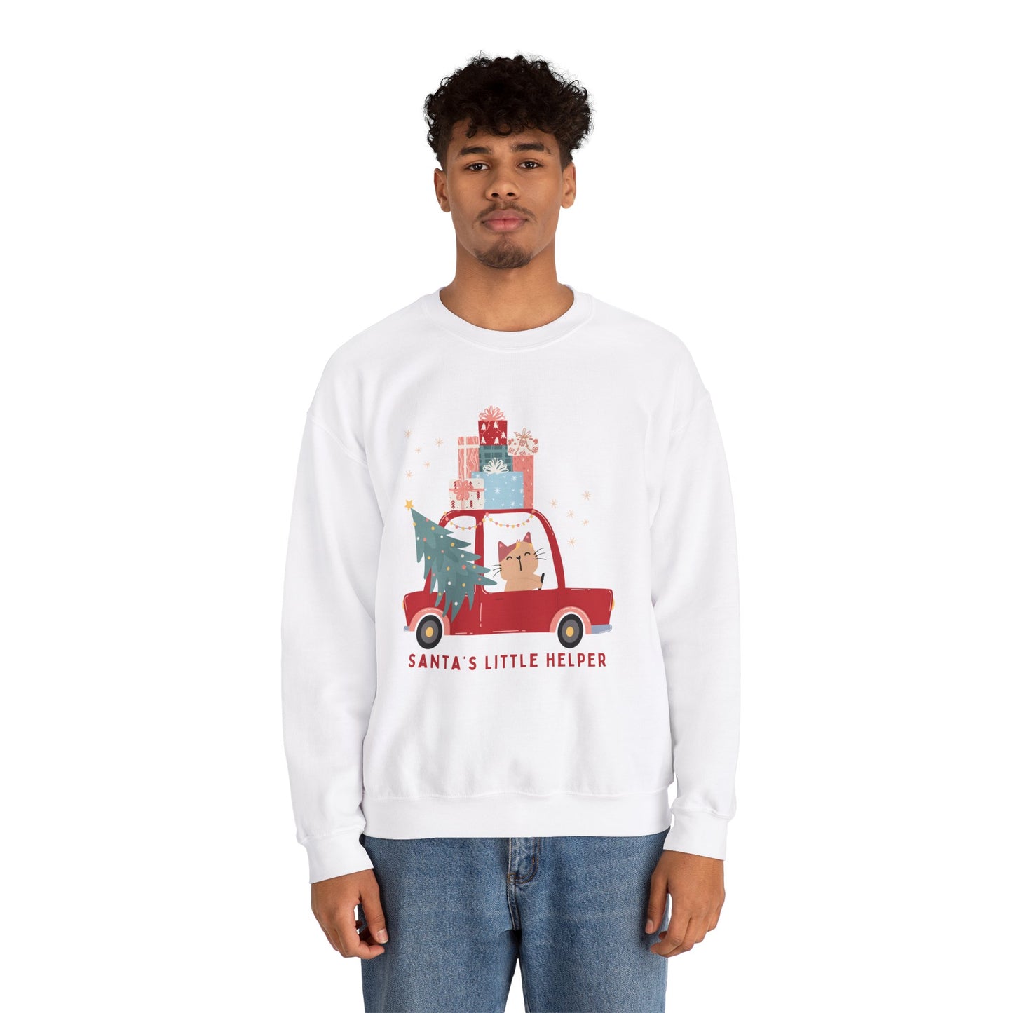 Santa's Little Helper Cat Driving πππ± Unisex Heavy Blend Crewneck Sweatshirt