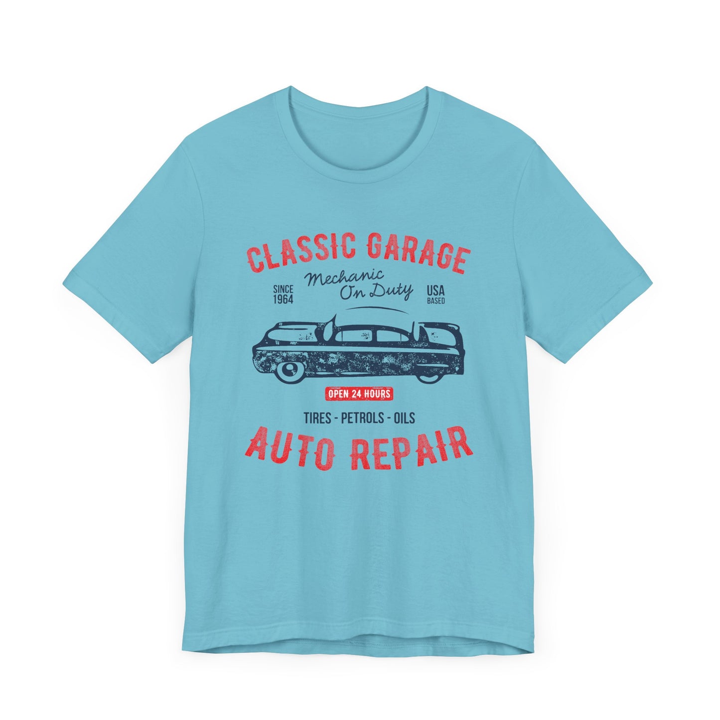 Unisex Jersey Short Sleeve Tee Classic Garage Auto Repair Red Print