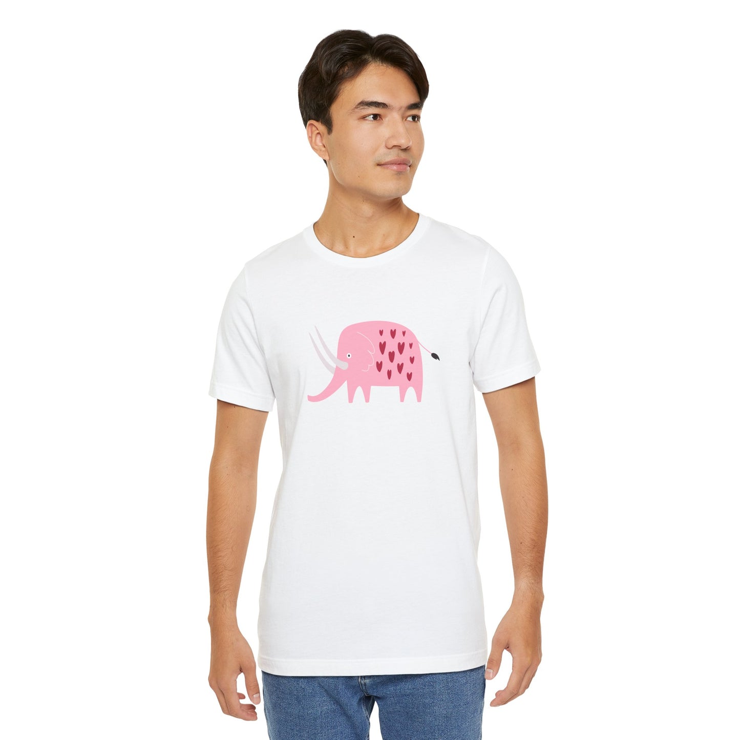 Adorable Elephant with Hearts Unisex Jersey Short Sleeve Tee