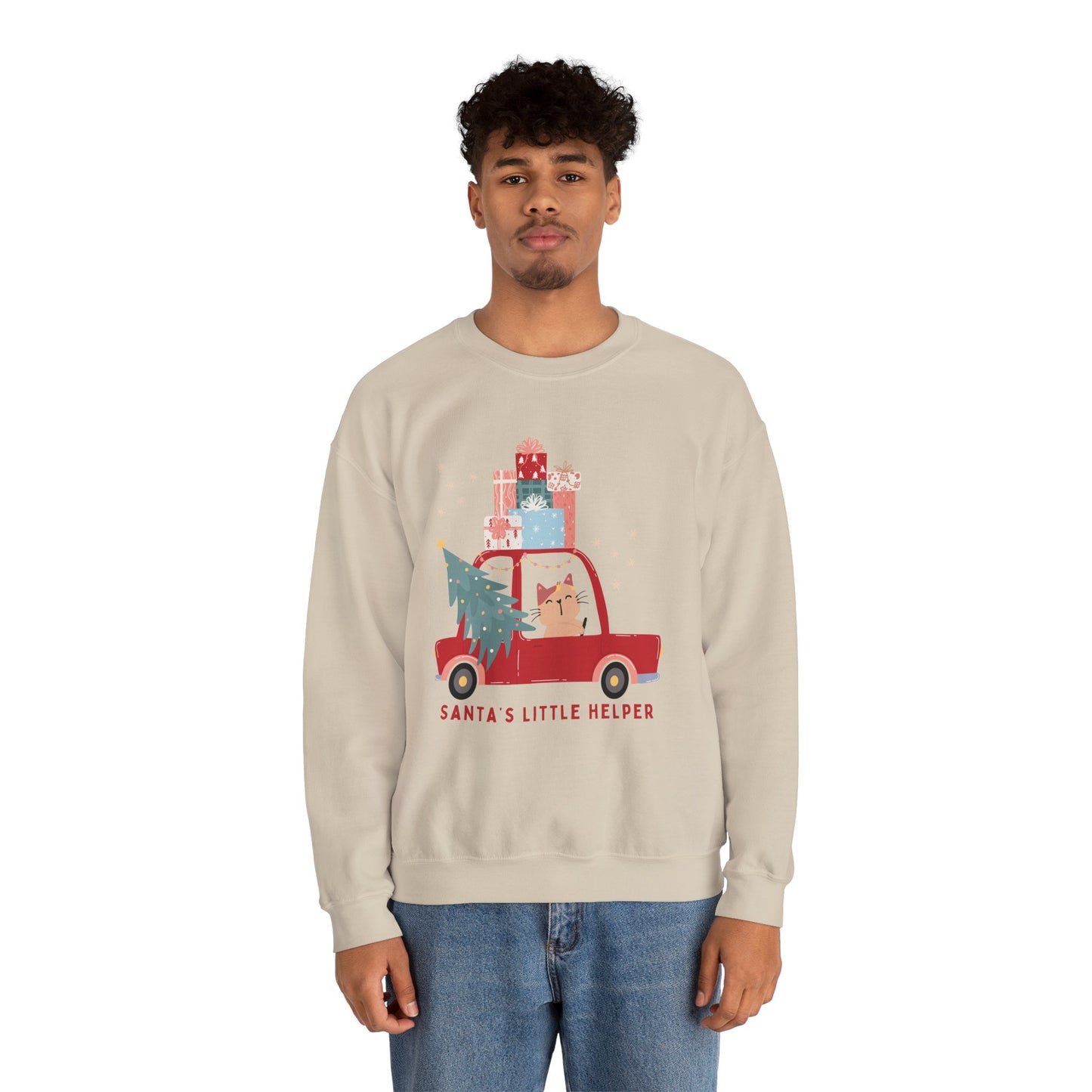 Santa's Little Helper Cat Driving πππ± Unisex Heavy Blend Crewneck Sweatshirt