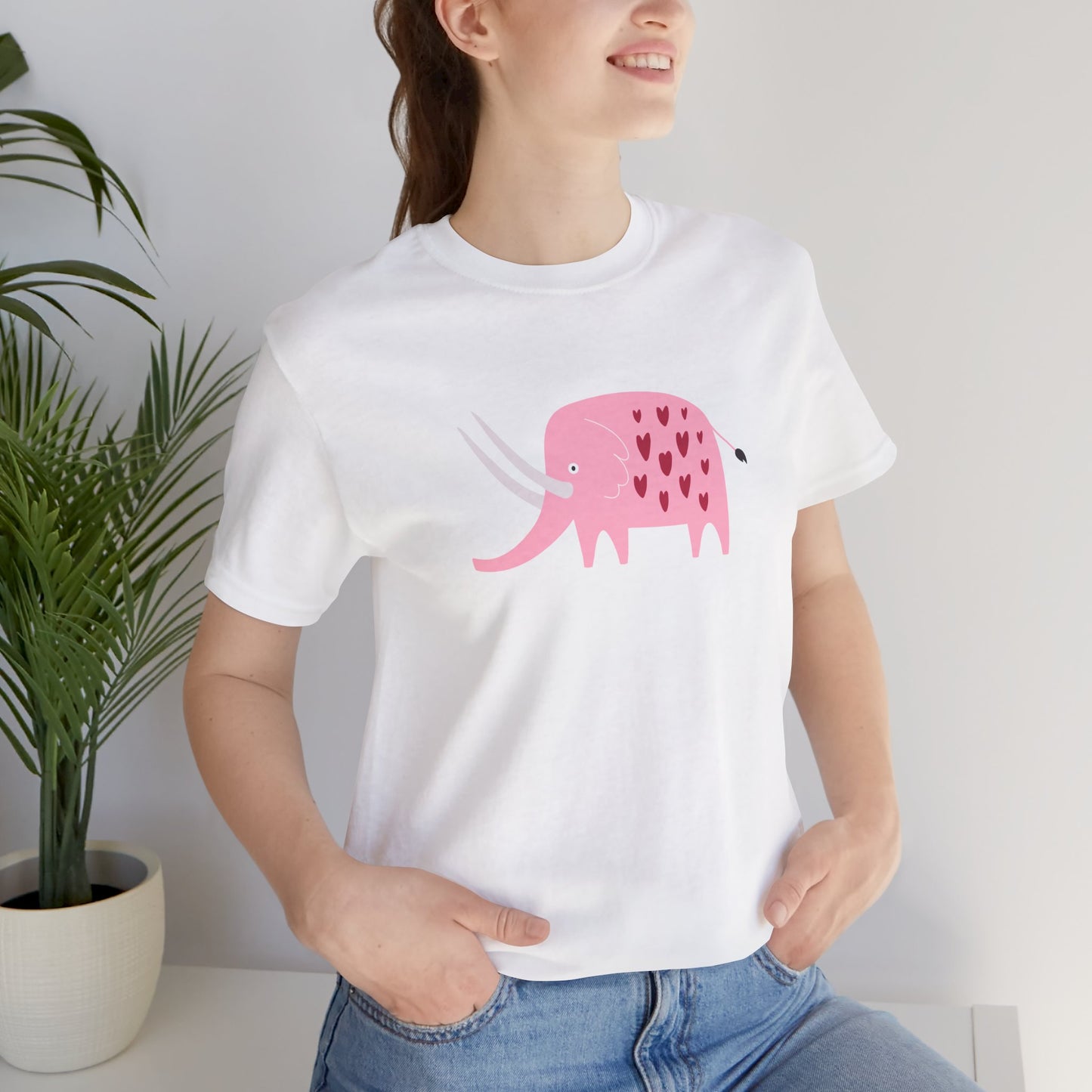 Adorable Elephant with Hearts Unisex Jersey Short Sleeve Tee