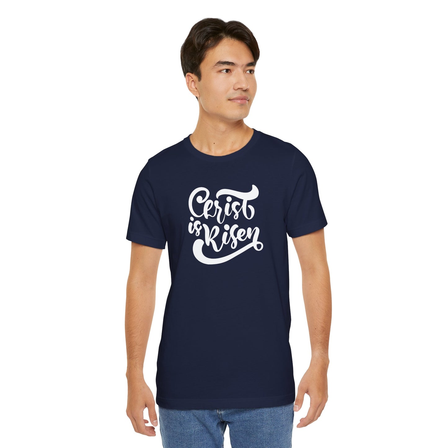Christ is Risen White Print Unisex Jersey Short Sleeve Tee