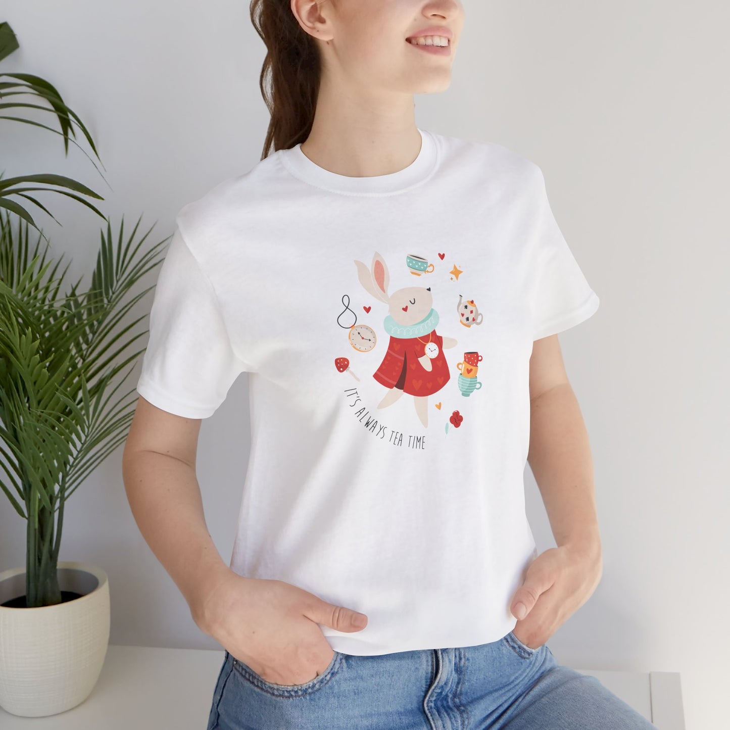 It's Always Tea Time Alice In Wonderland Inspired Unisex Jersey Short Sleeve Tee