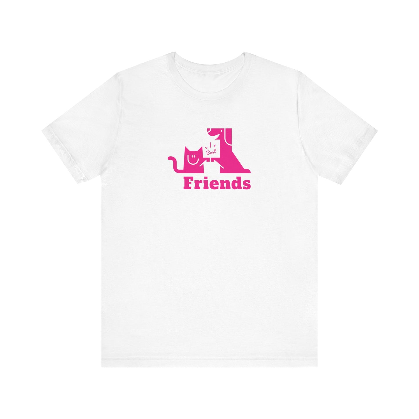 Cat & Dog Hi-5 Each Other Best Friends Pink Print Unisex Jersey Short Sleeve Tee