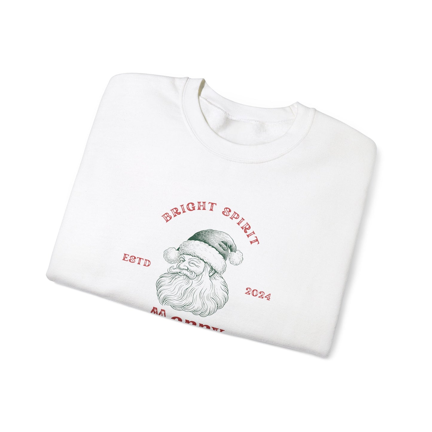 Unisex Heavy Blend Crewneck Sweatshirt Vintage Santa with Bright Spirit Merry Christmas π
β¨