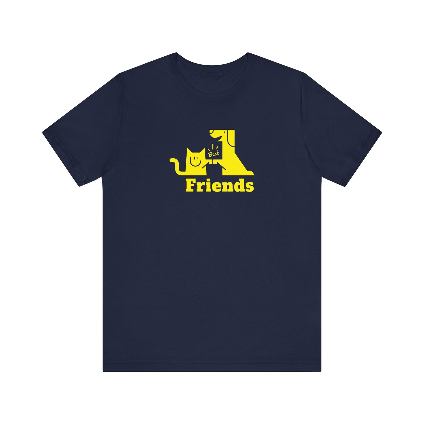 Cat & Dog Hi-5 Each Other Best Friends Yellow Print Unisex Jersey Short Sleeve Tee