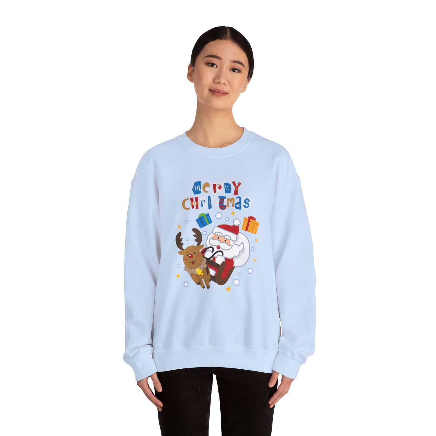 Unisex Heavy Blend Crewneck Sweatshirt Santa & Reindeer Merry Christmas π
π¦β¨