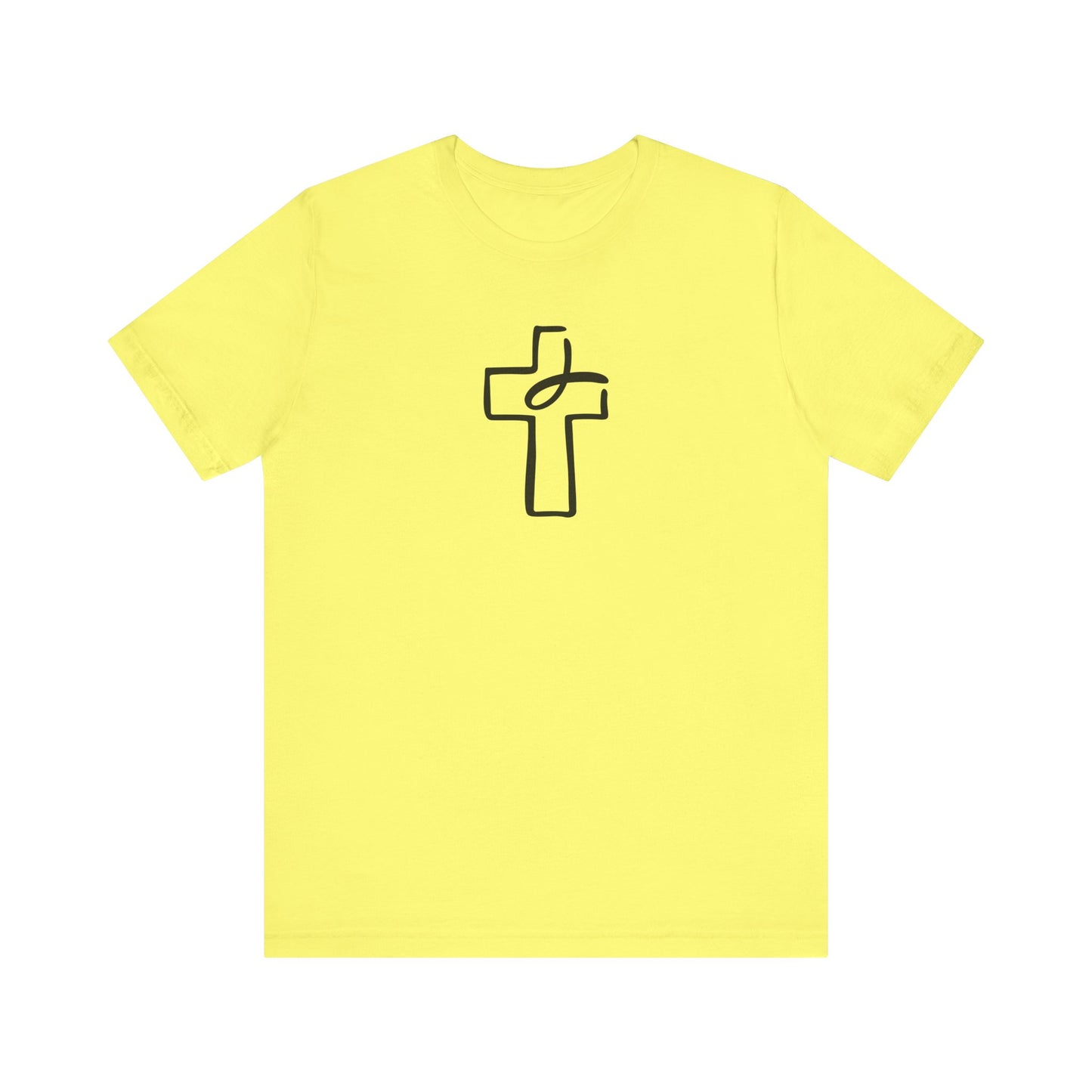 Crucifix Ichthys "Jesus Fish" Black Print Unisex Jersey Short Sleeve Tee