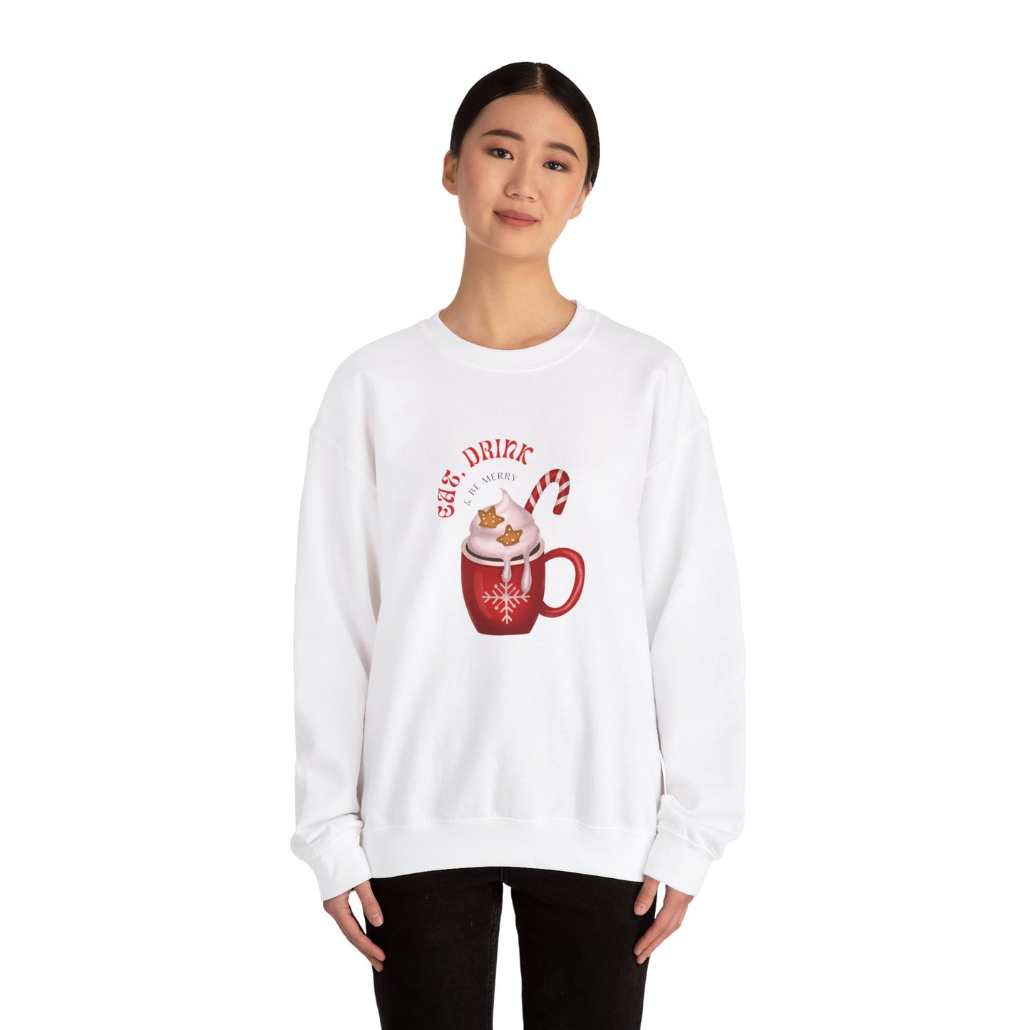 Unisex Heavy Blend Crewneck Sweatshirt Eat Drink & Be Merry Hot Cocoa πββ¨
