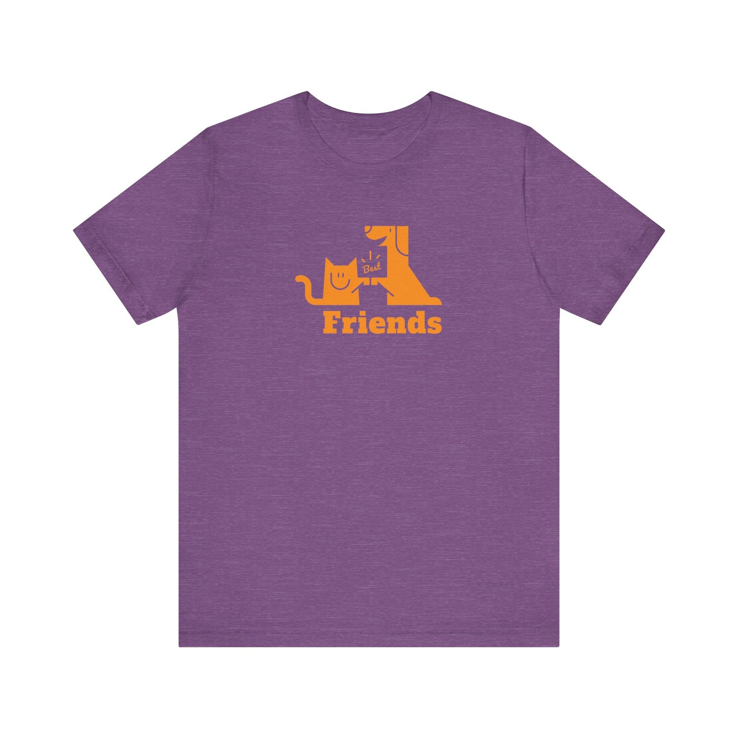 Cat & Dog Hi-5 Each Other Best Friends Orange Print Unisex Jersey Short Sleeve Tee