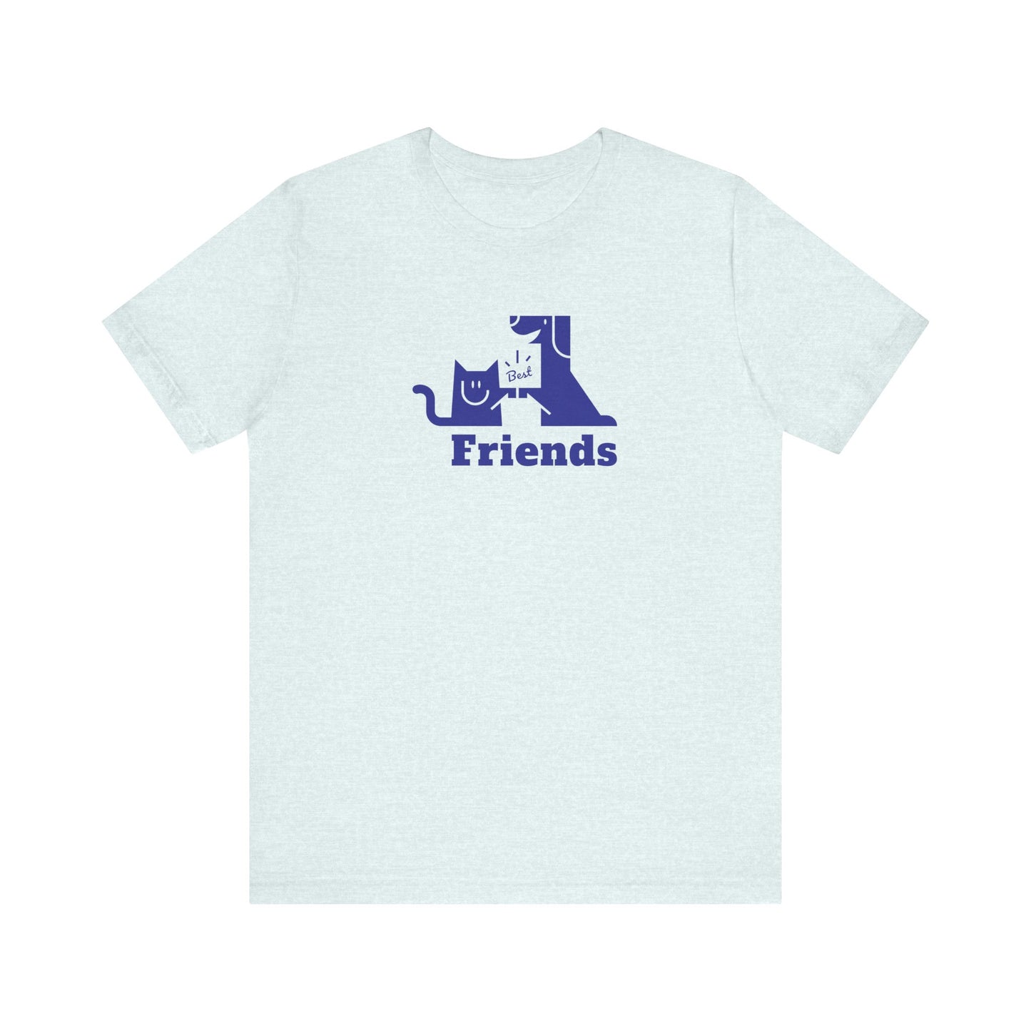 Cat & Dog Hi-5 Each Other Best Friends Navy Print Unisex Jersey Short Sleeve Tee