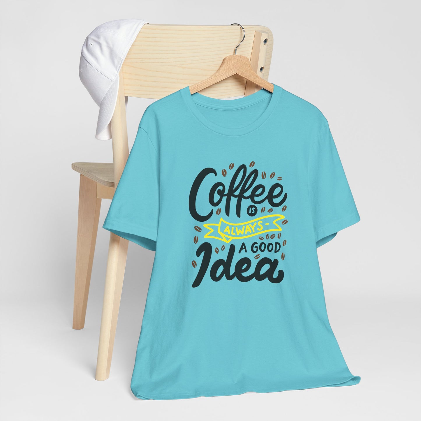 Coffee Is Always A Good Idea Yellow Print Unisex Jersey Short Sleeve Tee