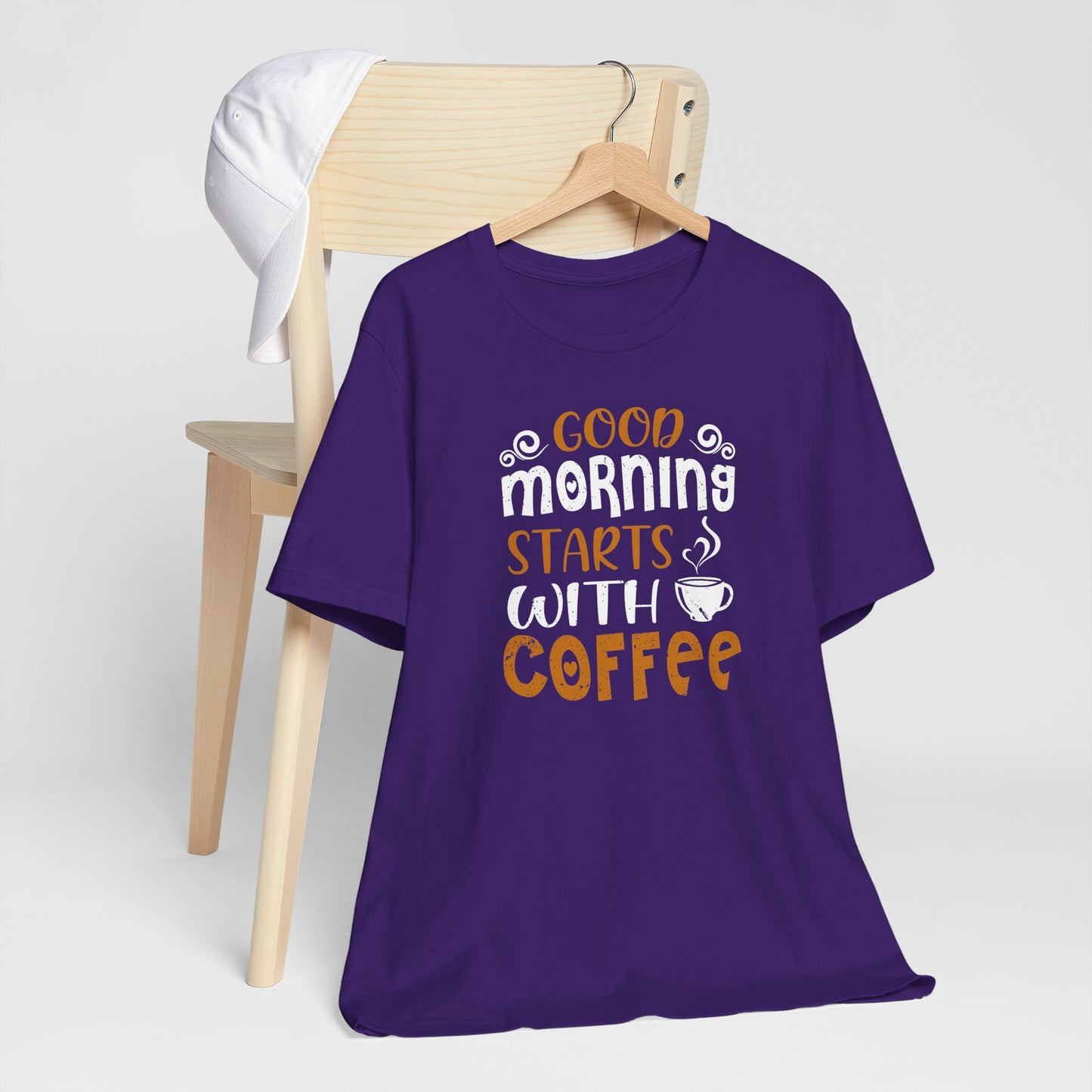Good Morning Starts With Coffee Unisex Jersey Short Sleeve Tee