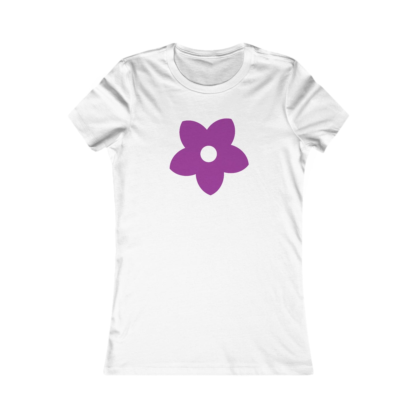 Women's Favorite T-Shirt "Petals of Joy" Playful 5-Petal Flower Design Purple Print
