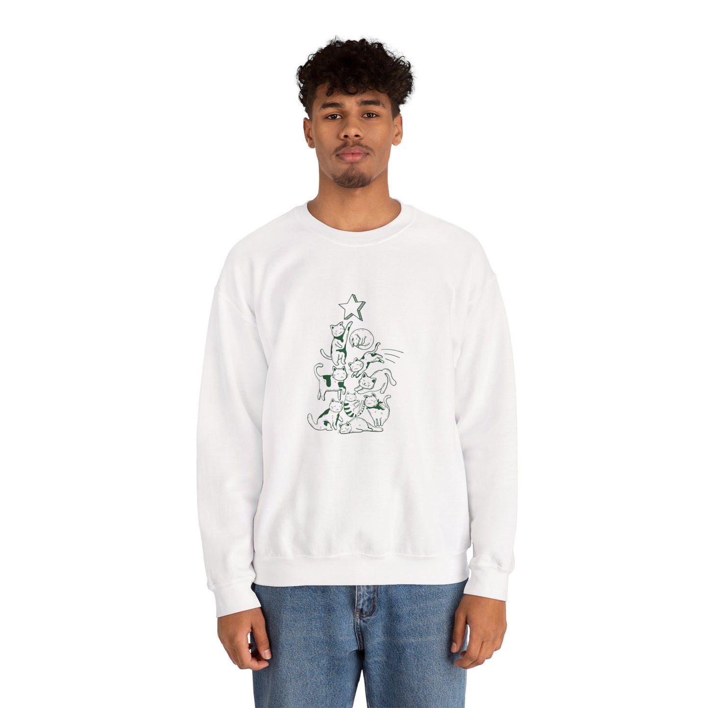Cat Christmas Tree Design ππΎβ¨ Unisex Heavy Blend Crewneck Sweatshirt