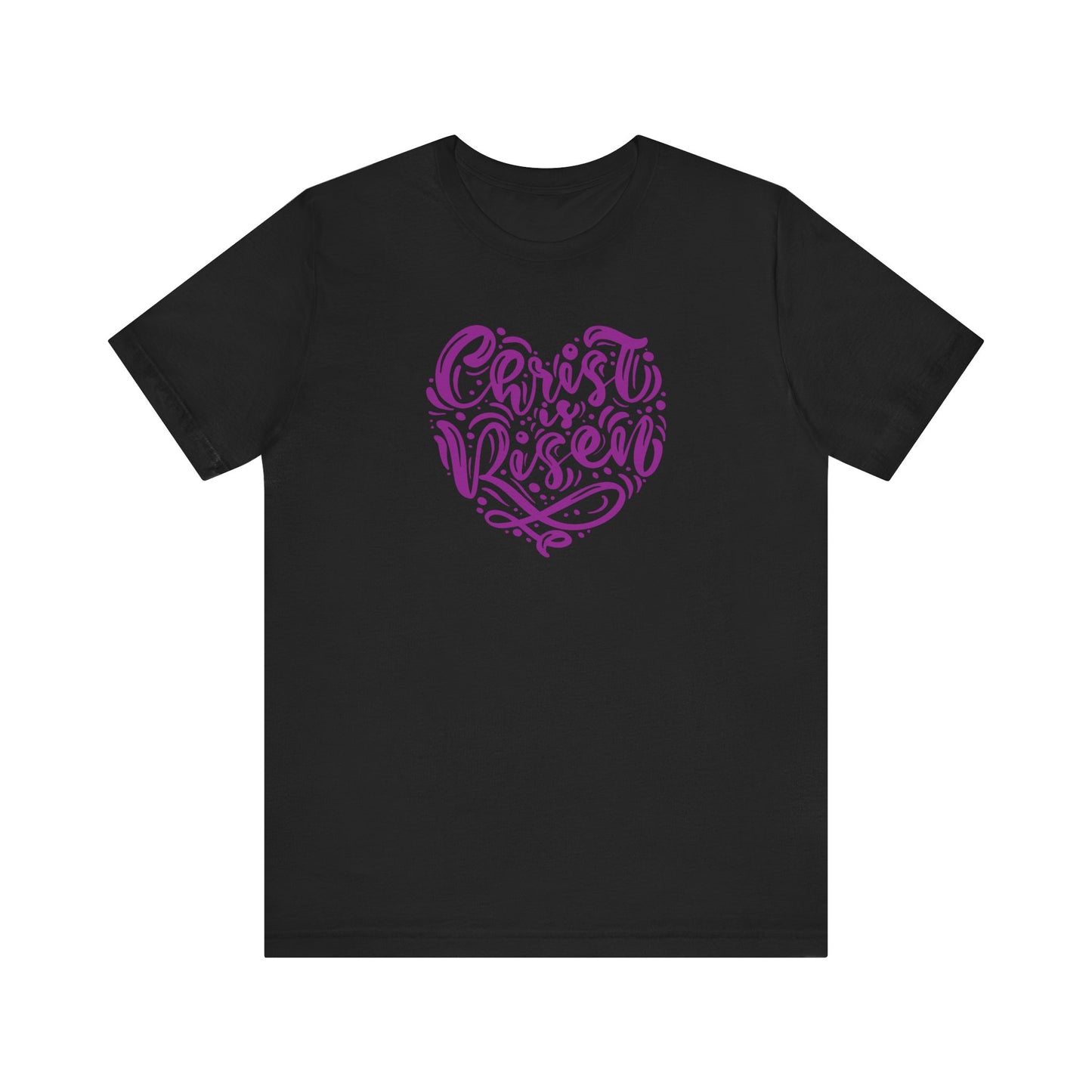 Christ is Risen Heart Shaped Purple Print Unisex Jersey Short Sleeve Tee