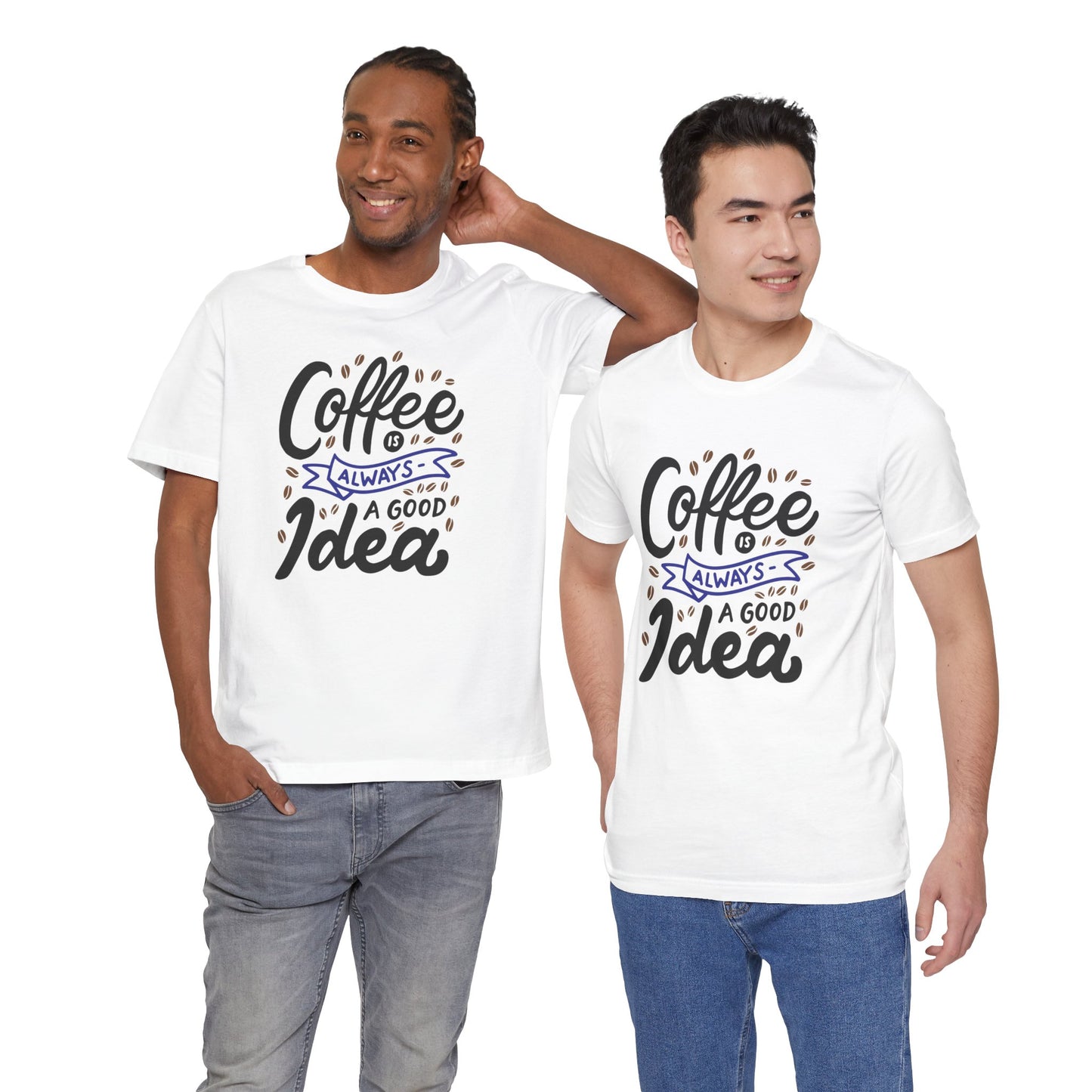 Coffee Is Always A Good Idea Navy Print Unisex Jersey Short Sleeve Tee