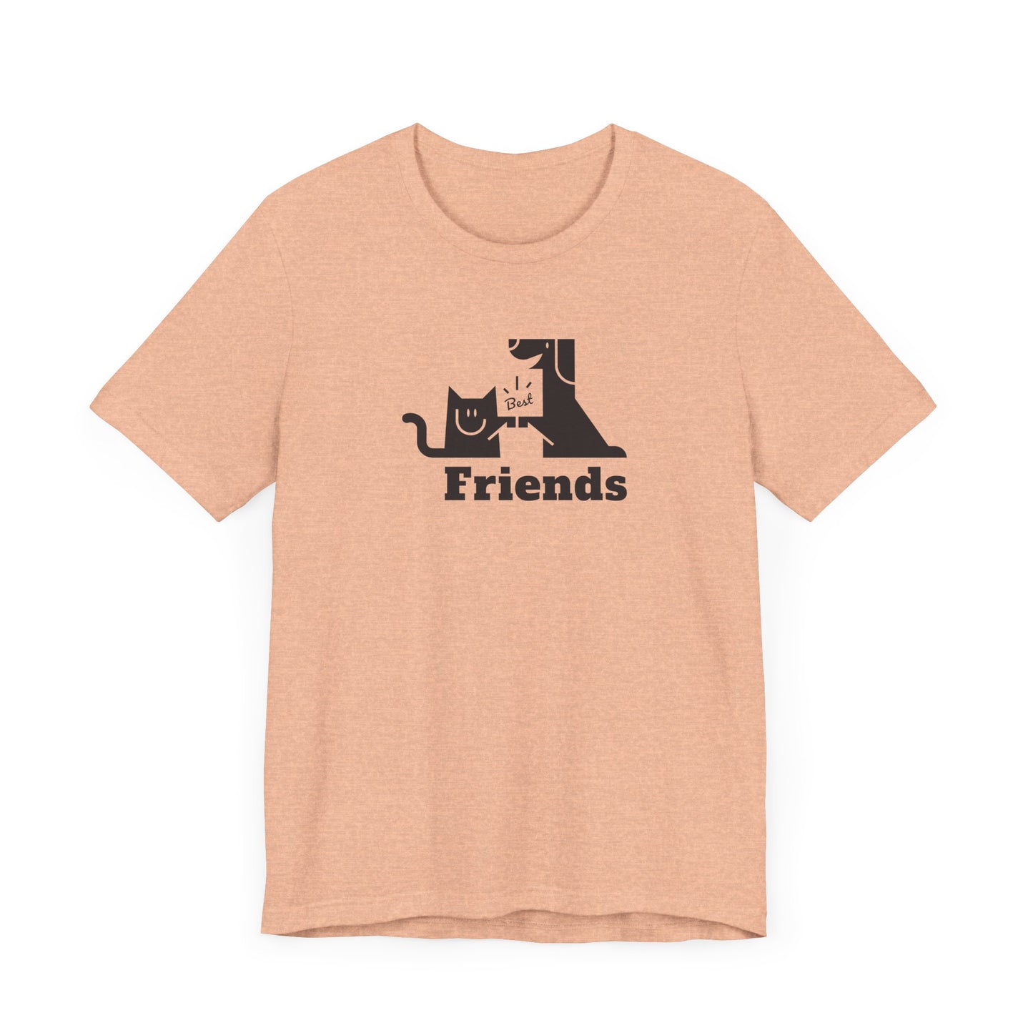 Cat & Dog Hi-5 Each Other Best Friends Black Print Unisex Jersey Short Sleeve Tee