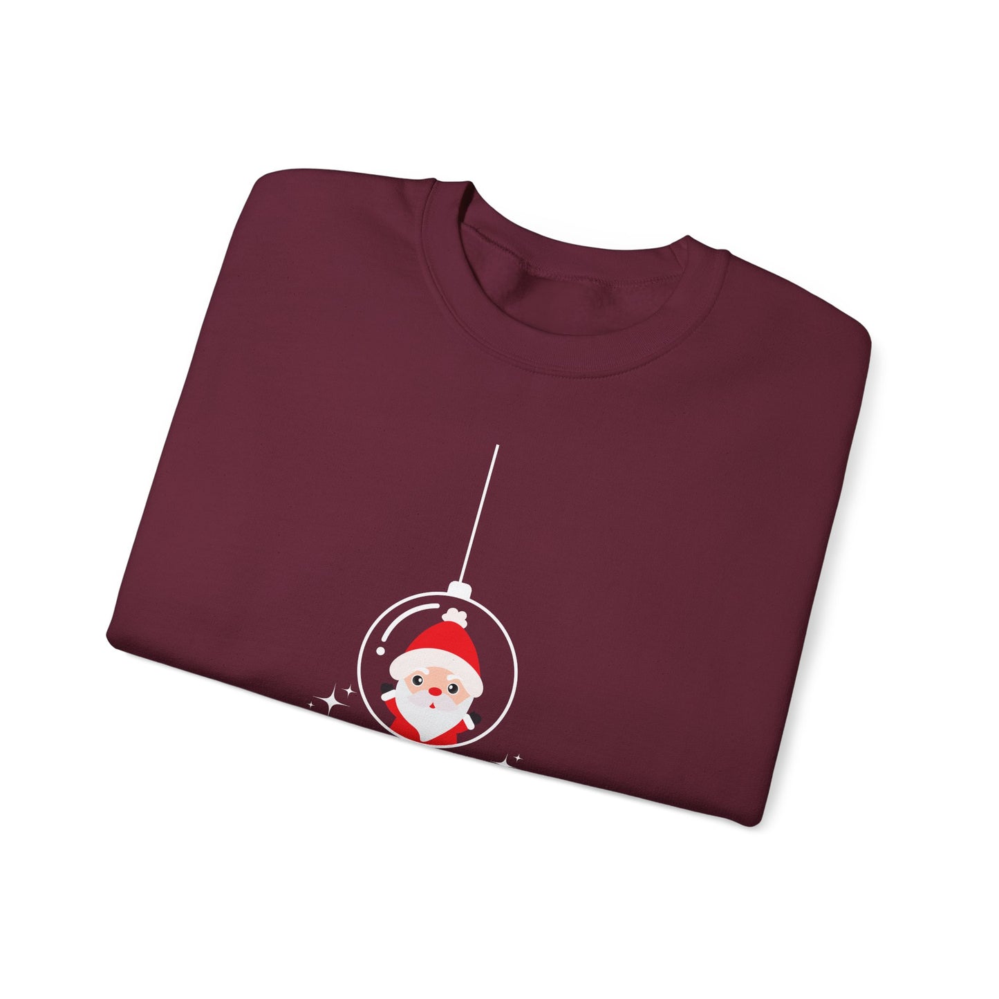 Unisex Heavy Blend Crewneck Sweatshirt Santa in Glass Ornament with Merry Christmas πβ¨